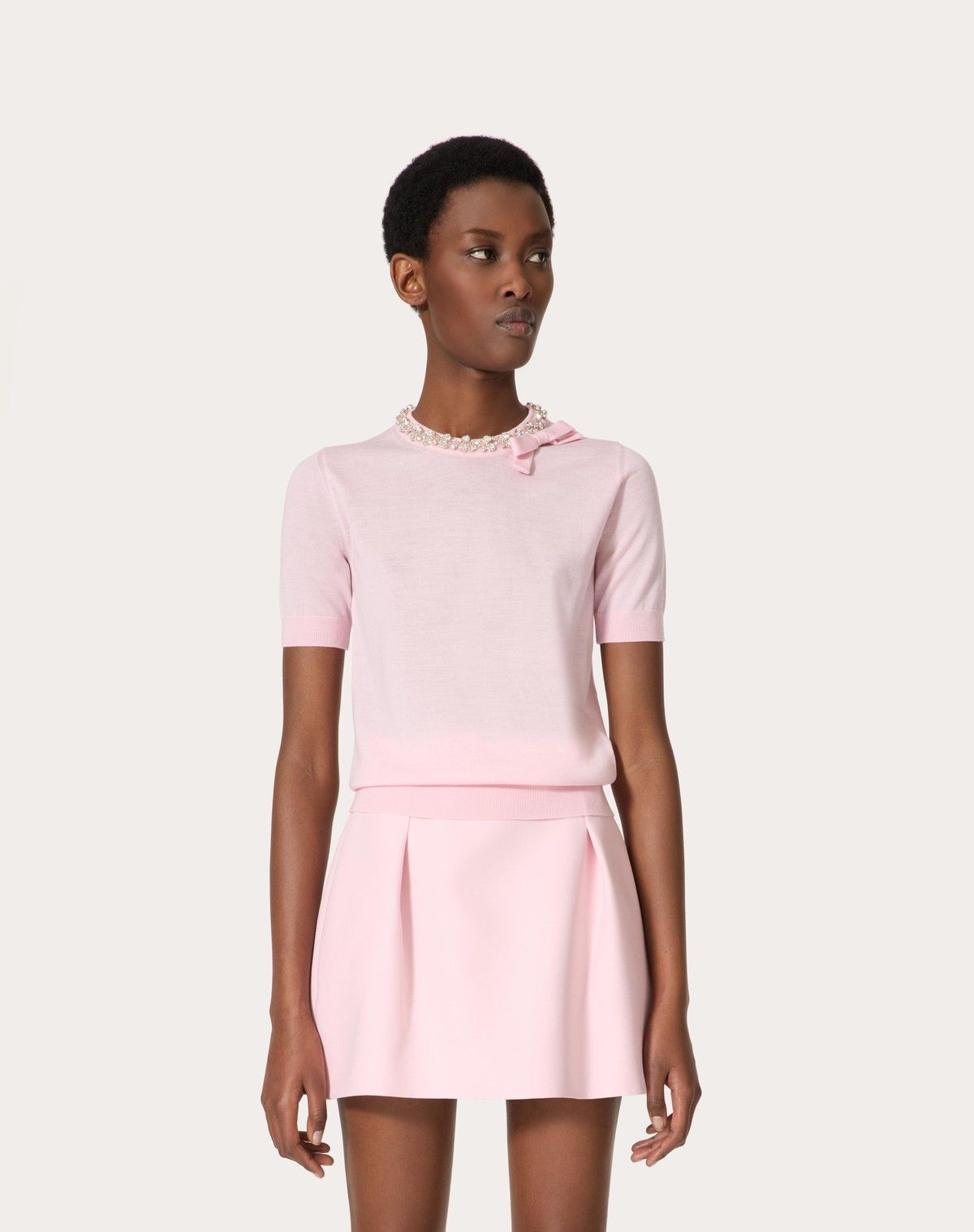Valentino o1s1wg110525 Embroidered Wool Jumper in White Size S / US 4 / IT 40 - 2 Thumbnail