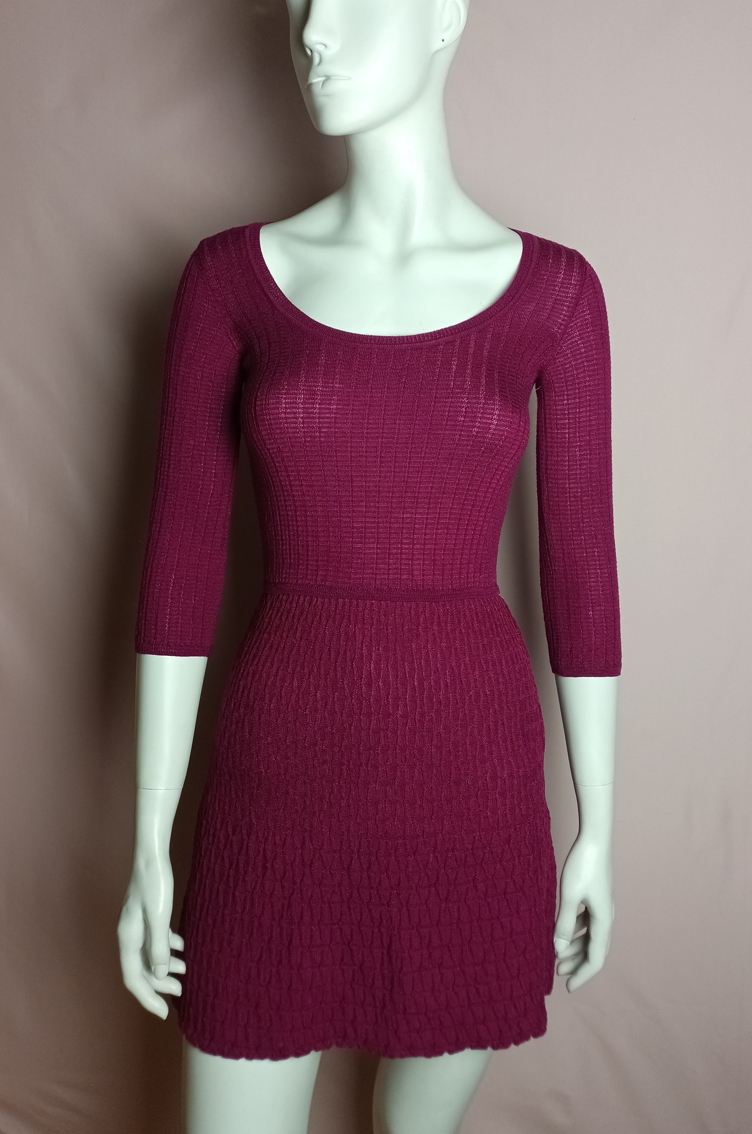 Missoni Knit Zigzag Fuchsia Short Dress EU 40