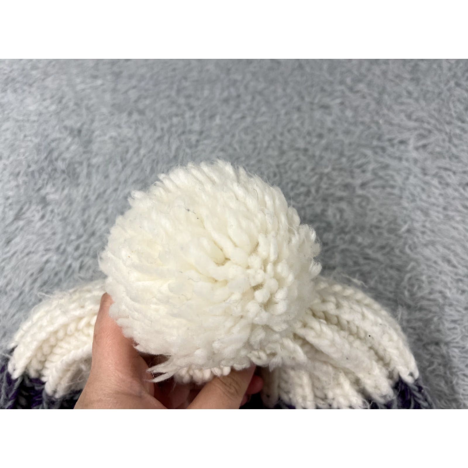 Vintage Accessory Network Group LLC Beanie Toque Hat Womens One Size Purple Ear Flap Acrylic Poly Pom Size ONE SIZE - 4 Thumbnail