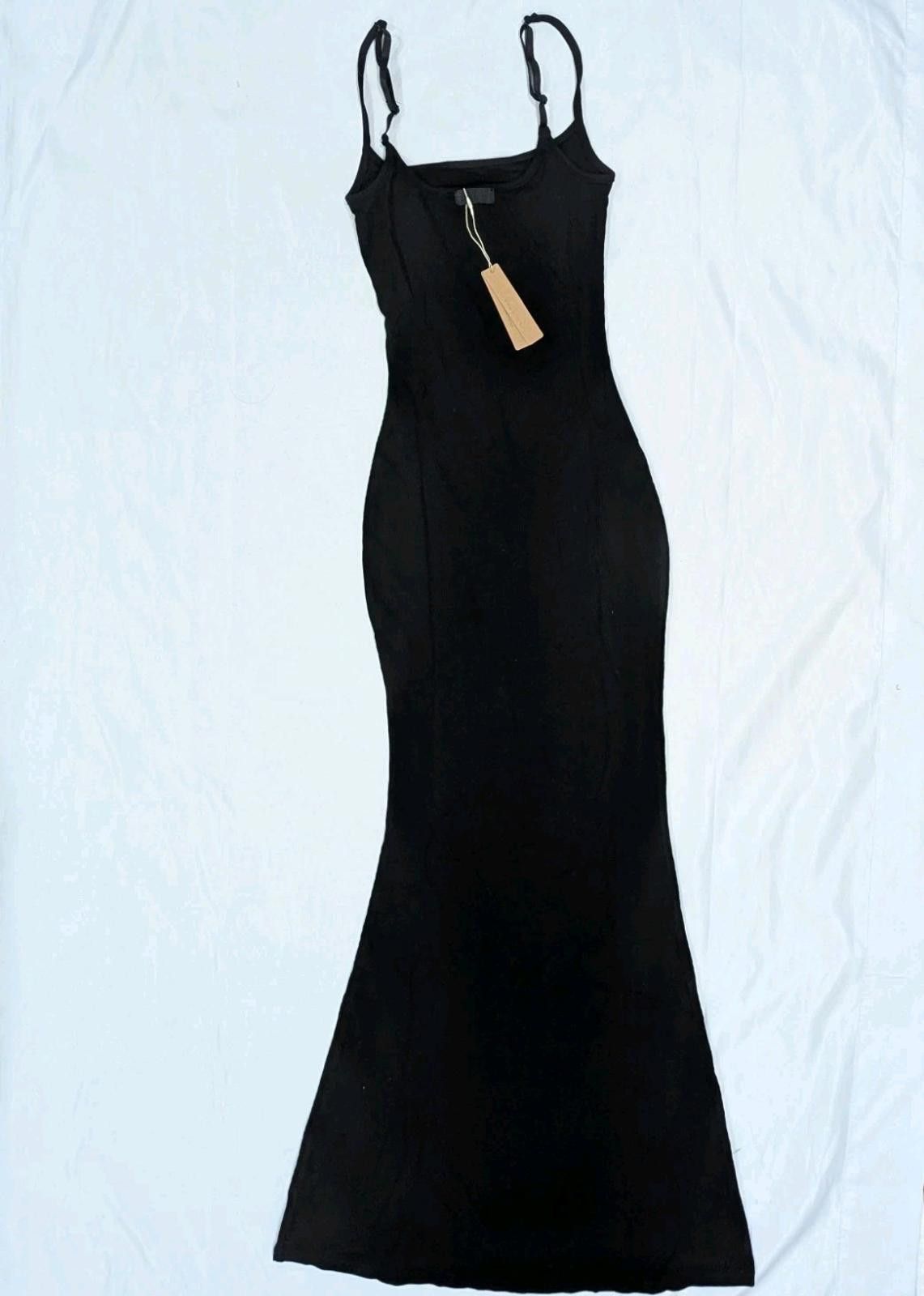 NWT SKIMS Soft Lounge Long Slip Dress Black Onyx Size L