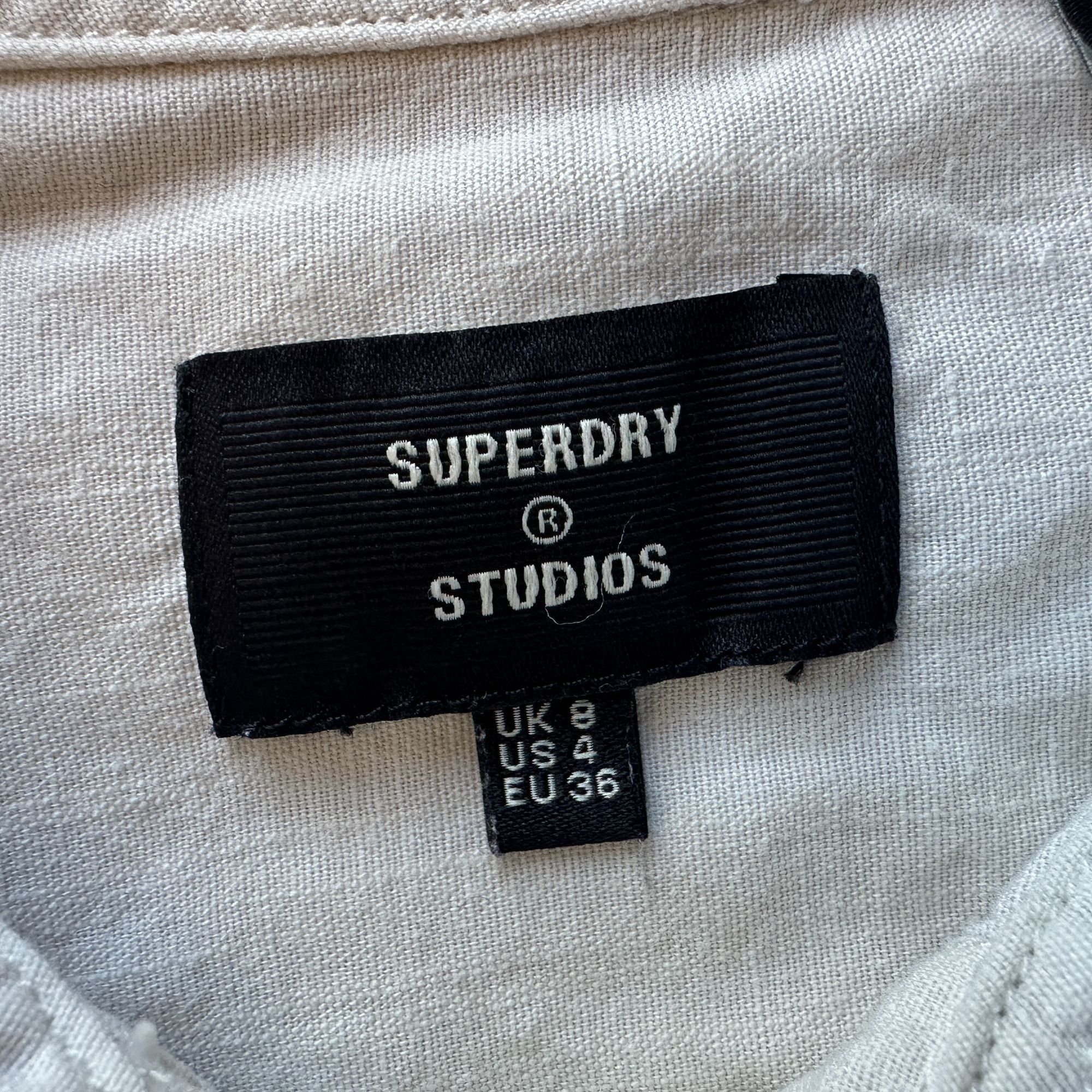 Superdry Superdry Studios Womens 4 Top Linen Blend Ivory Long Sleeve Size S / US 4 / IT 40 - 5 Thumbnail