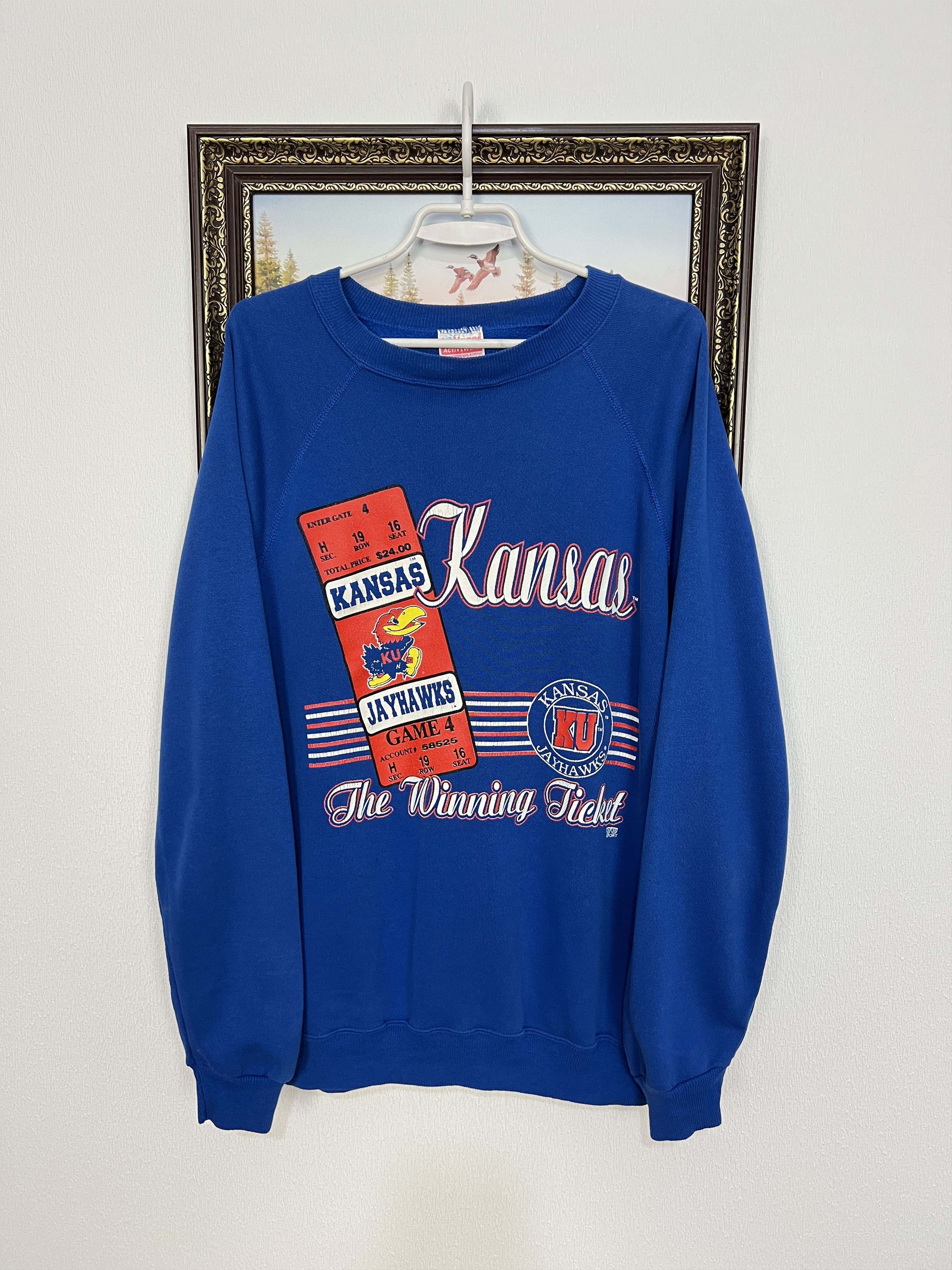 Vintage Vintage Kansas Jayhawks KU Sweatshirt Crewneck Over Print Size US XL / EU 56 / 4 - 1 Thumbnail