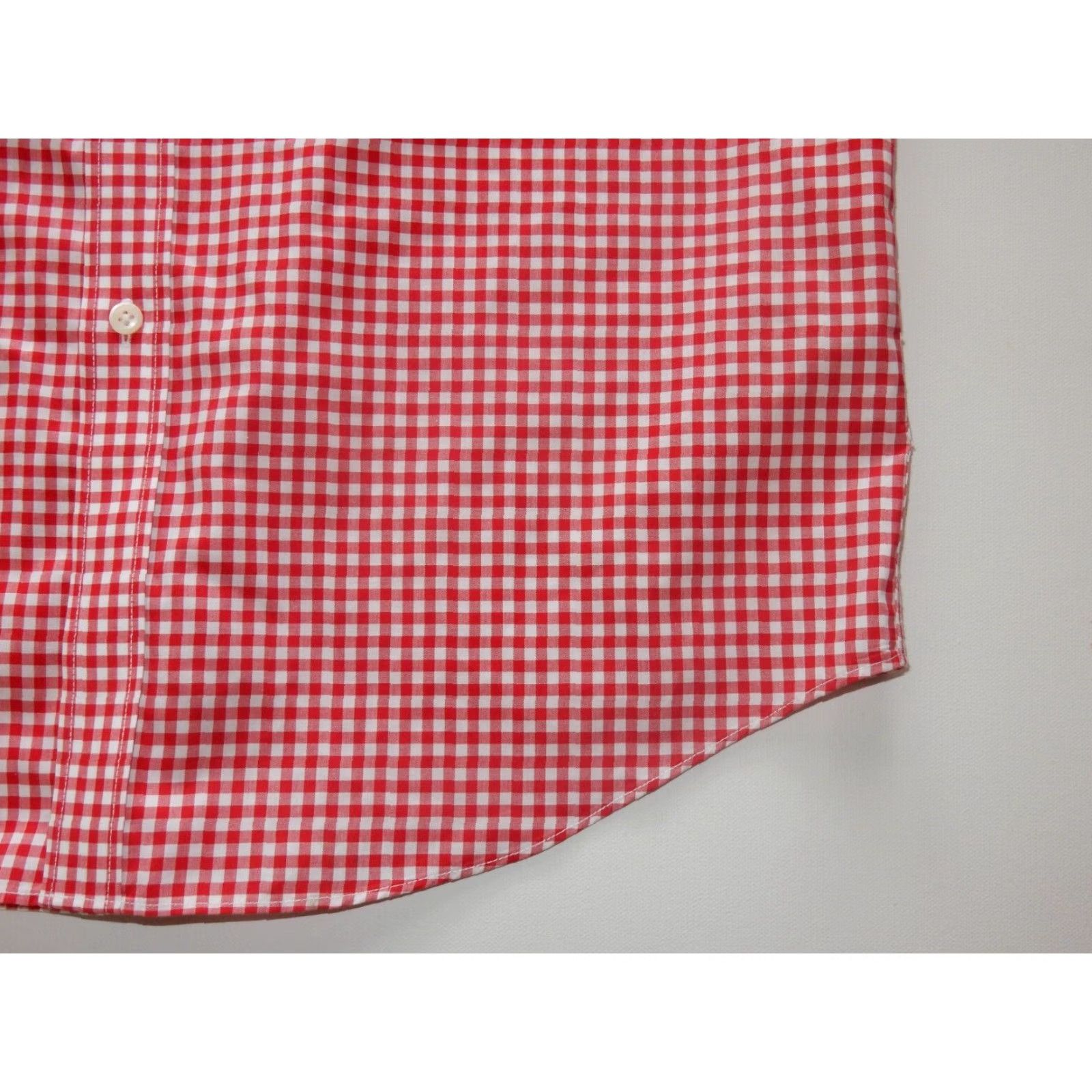 Lands' End VINTAGE L.L. Bean Men's Short Sleeve Button-Up Shirt Red Cotton Size M Size US M / EU 48-50 / 2 - 3 Thumbnail