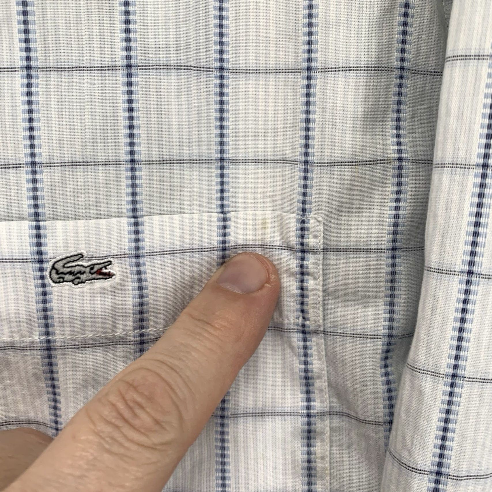 Lacoste Lacoste Men's Button-Up Shirt L White Plaid Crocodile Logo All Cotton Regular Fit Long Sleeve Size US L / EU 52-54 / 3 - 7 Thumbnail