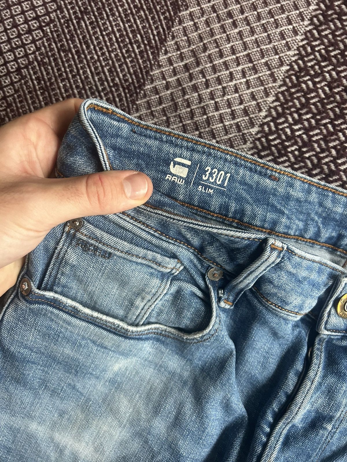 G-Star Vintage G-star Raw 3301 Slim Denim Jeans Washed Faded Sz W31 Size US 31 - 8 Thumbnail