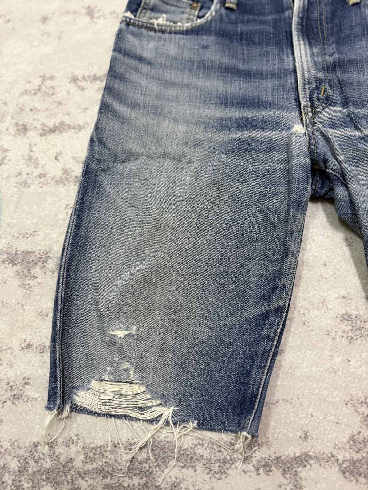 Edwin Vintage Edwin 505XX Orange Tag Cropped Cut Distressed Denim Size US 28 / EU 44 - 3 Thumbnail