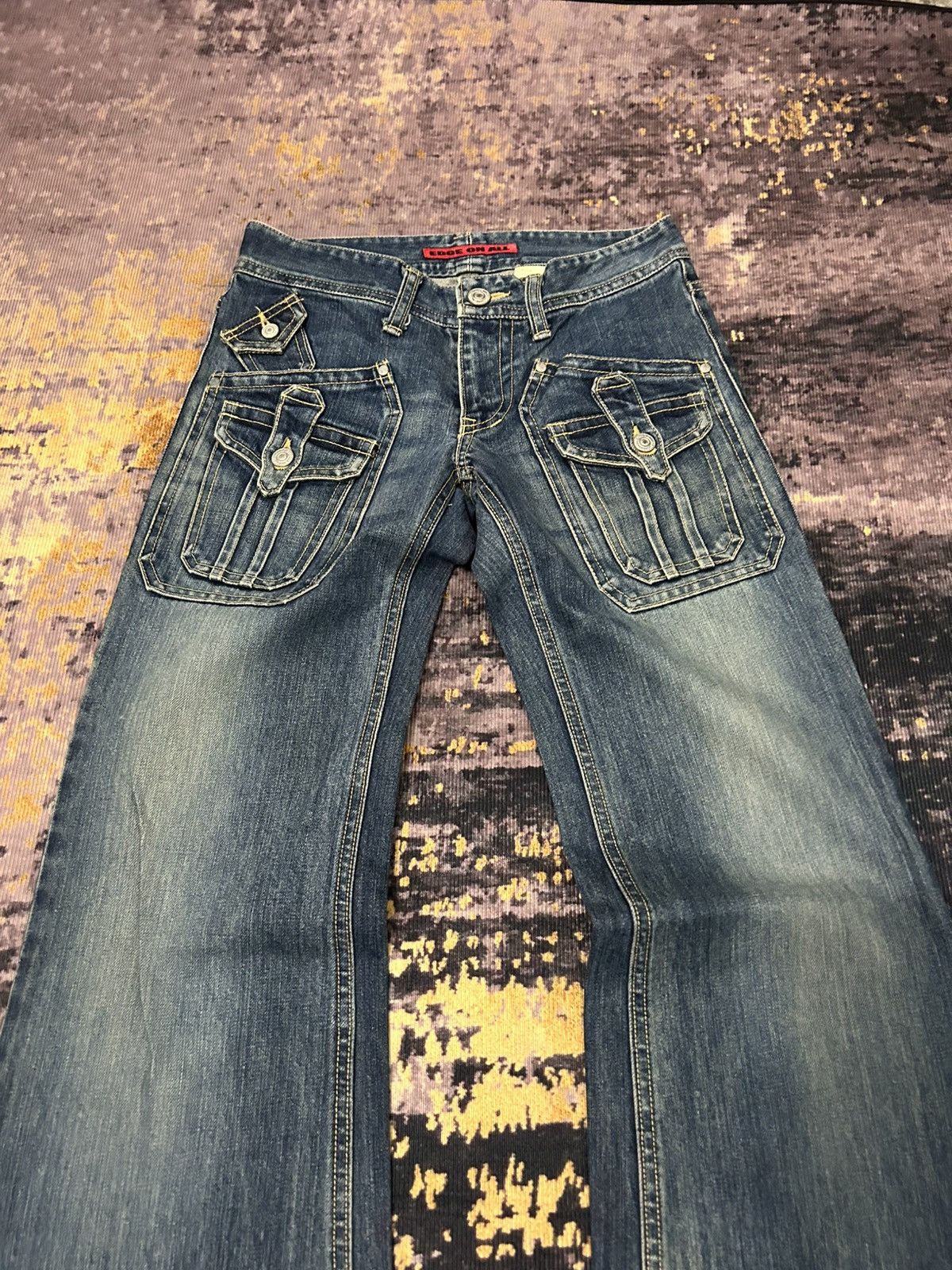 If Six Was Nine Vintage Edge Rupert Multi Pocket Flare Jeans Size US 29 - 5 Thumbnail