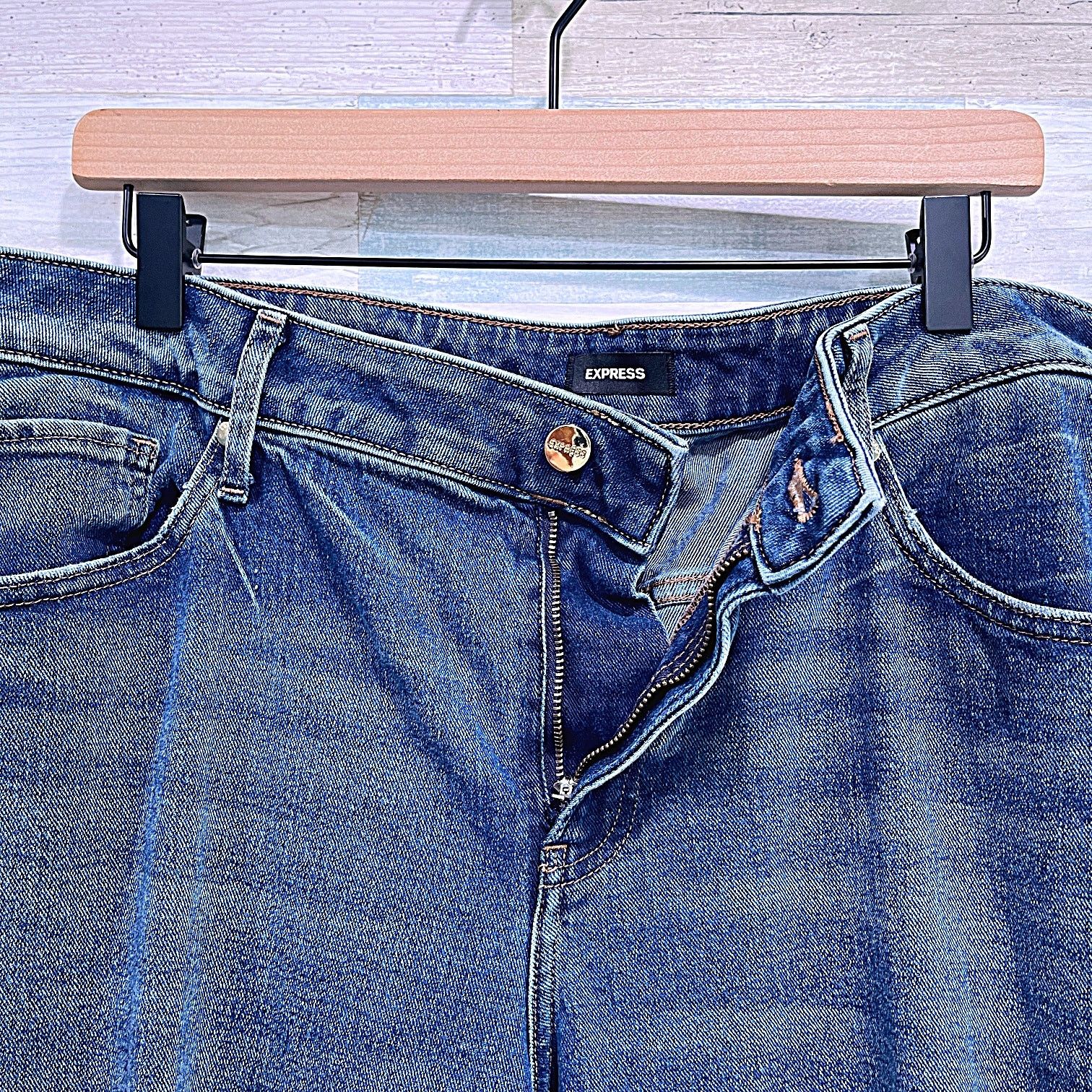 Express EXPRESS Ripped Mid Rise 90s Ankle Boot Jeans Womens 14 14R Size 36" / US 14 / IT 50 - 3 Thumbnail
