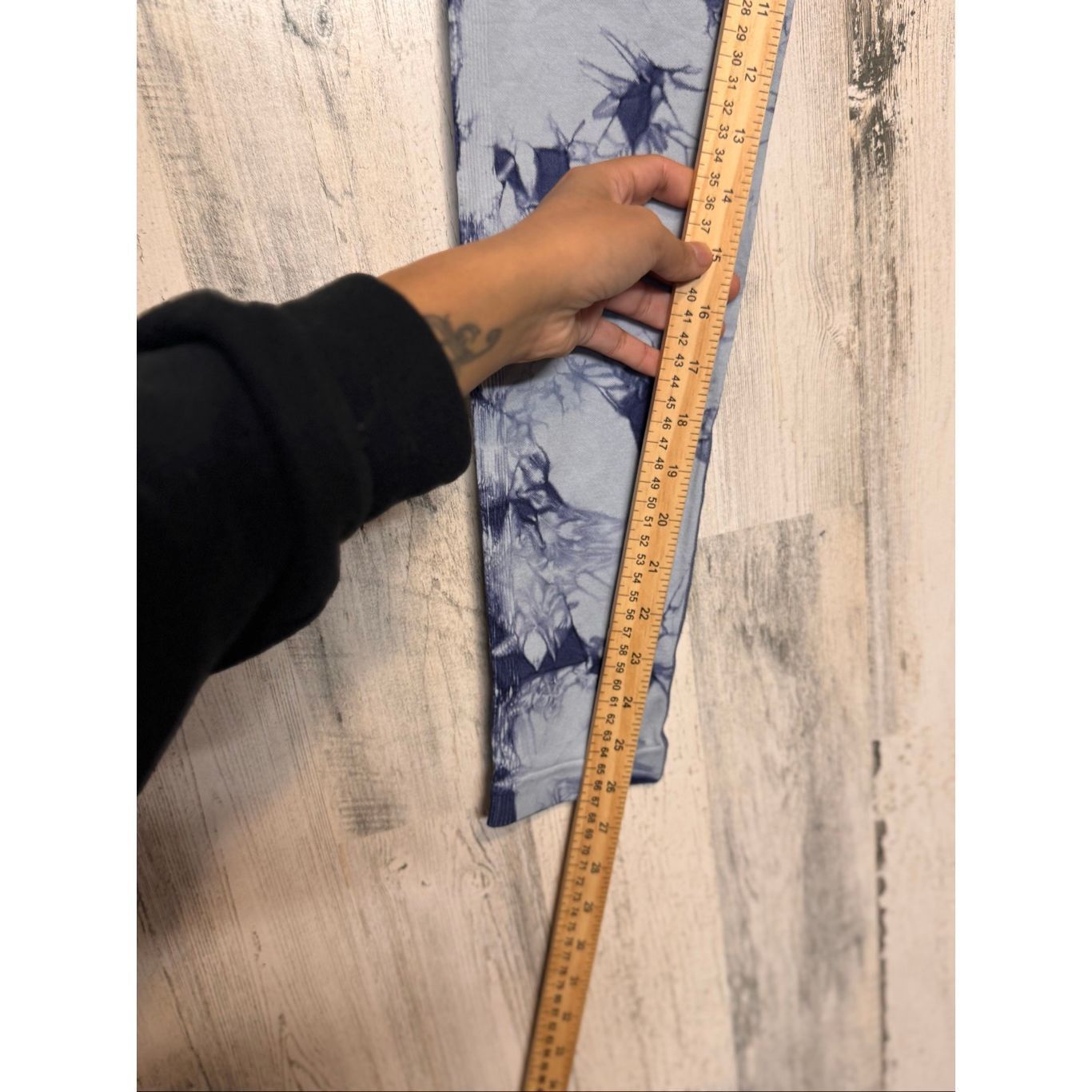 Other Blue Tie-Dye Seamless High Waist Leggings | Ribbed Stretchy Size 32" / US 10 / IT 46 - 8 Thumbnail