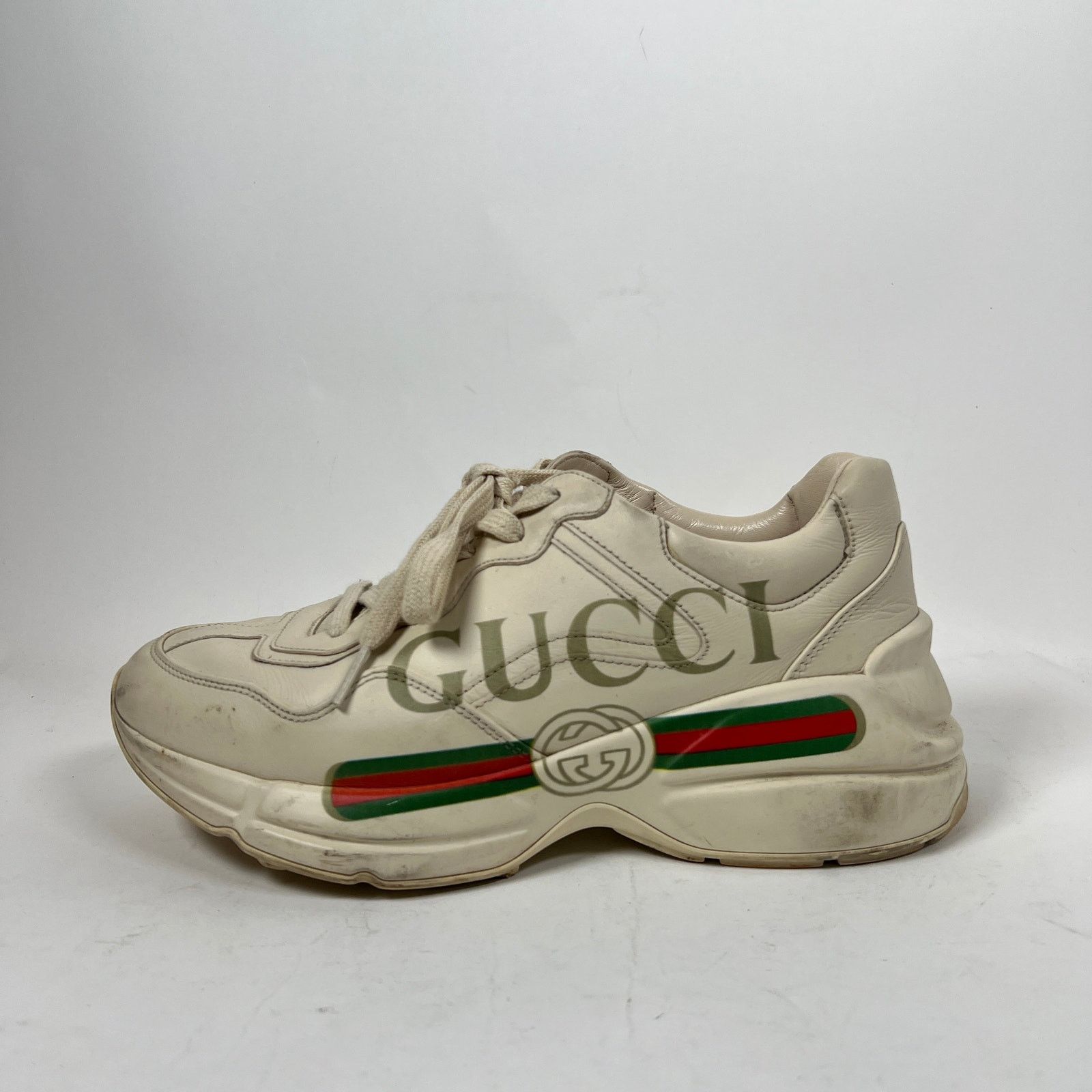 Gucci Gucci Cream Classic Logo Rhyton Sneaker Size 38 Size US 8 / IT 38 - 3 Thumbnail