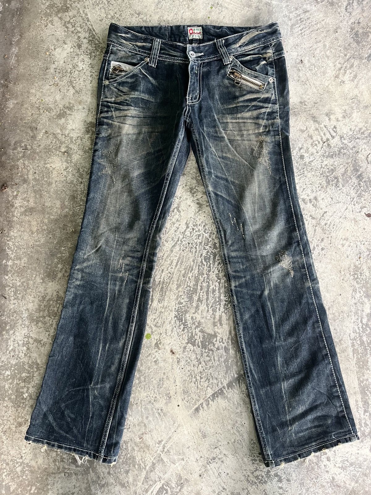If Six Was Nine × Japanese Brand × Vintage Flare Mudwash Crazy Denim Size US 33 - 3 Thumbnail