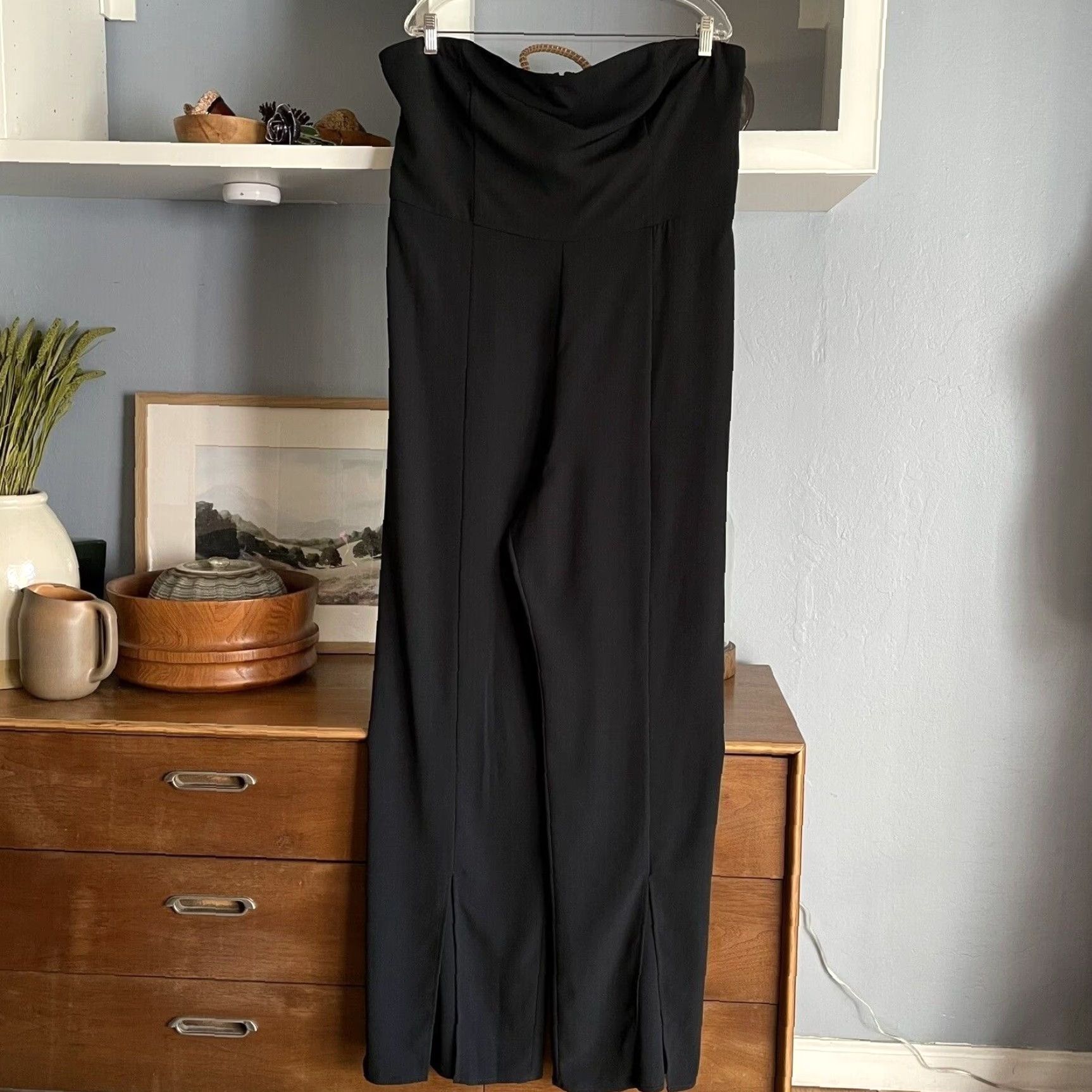 Abercrombie & Fitch Abercrombie & Fitch Strapless Split-Hem Jumpsuit Removable Straps XL Black Women One-Piece Size 40" / US 18 - 2 Thumbnail