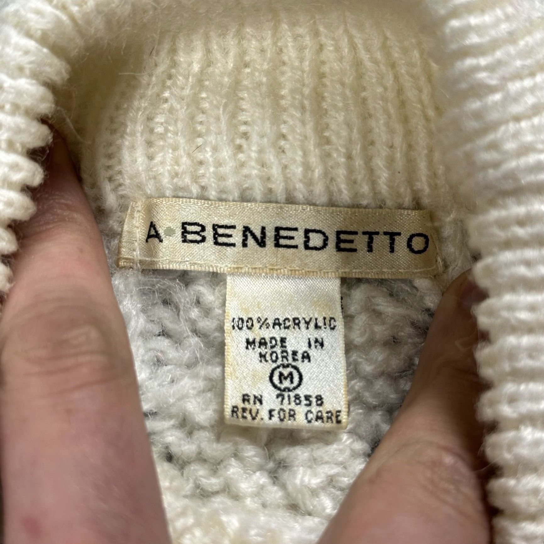 Vintage VINTAGE A.BENEDETTO CROP PULLOVER SWEATER CABLE KNIT SIZE M WHITE Y2K GIRLIE Womens Size M / US 6-8 / IT 42-44 - 3 Thumbnail