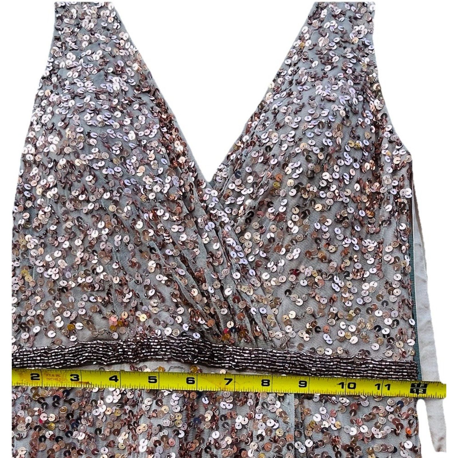 Other Mac Duggal V-Neck Slit Sequined Wrap Gown Size 4 Rose Copper Size S / US 4 / IT 40 - 10 Thumbnail