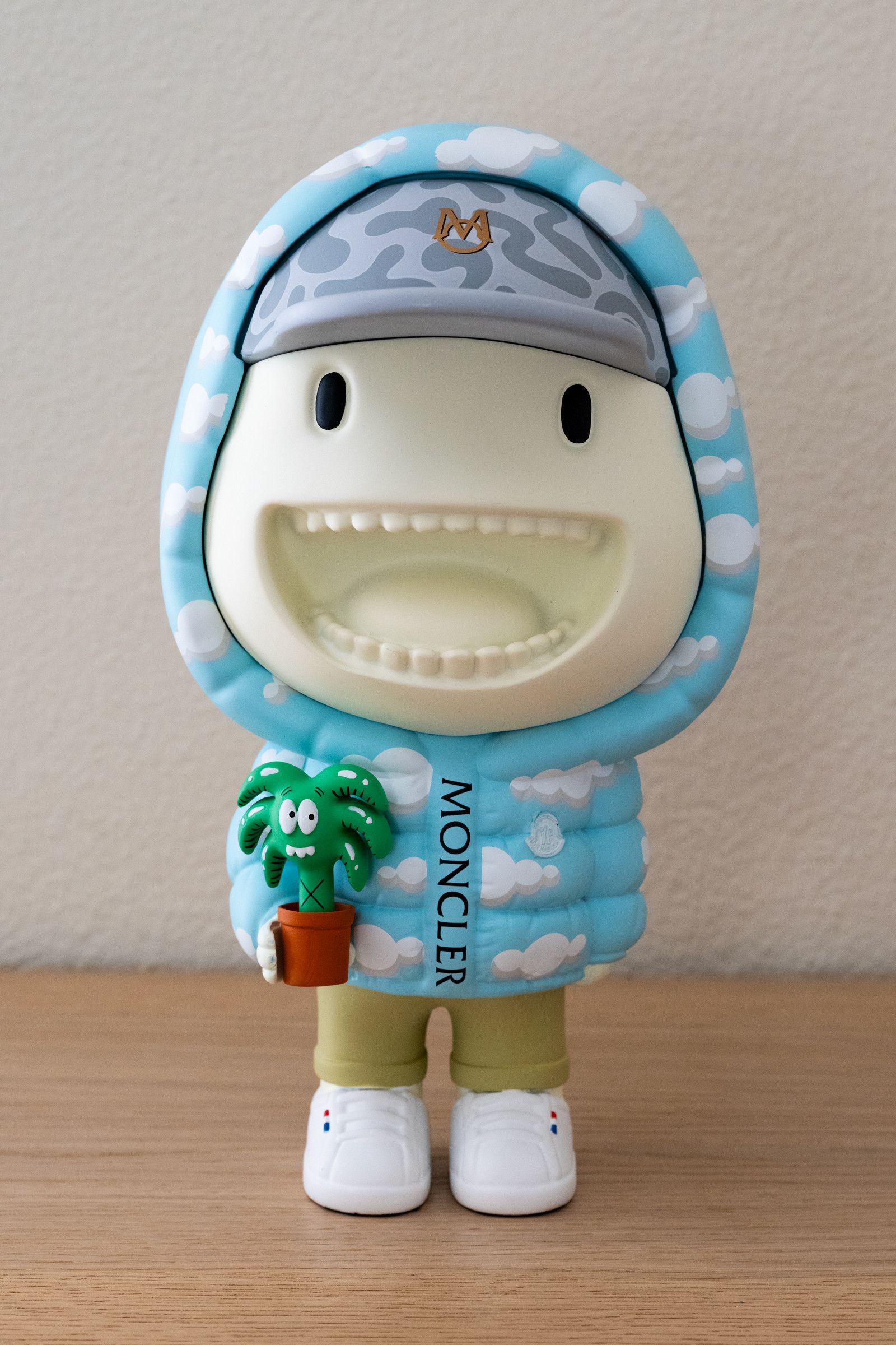 image of Steven Harrington X Moncler Pupazzo Art Toy Sculpture in White/Light Blue Pattern, Men's