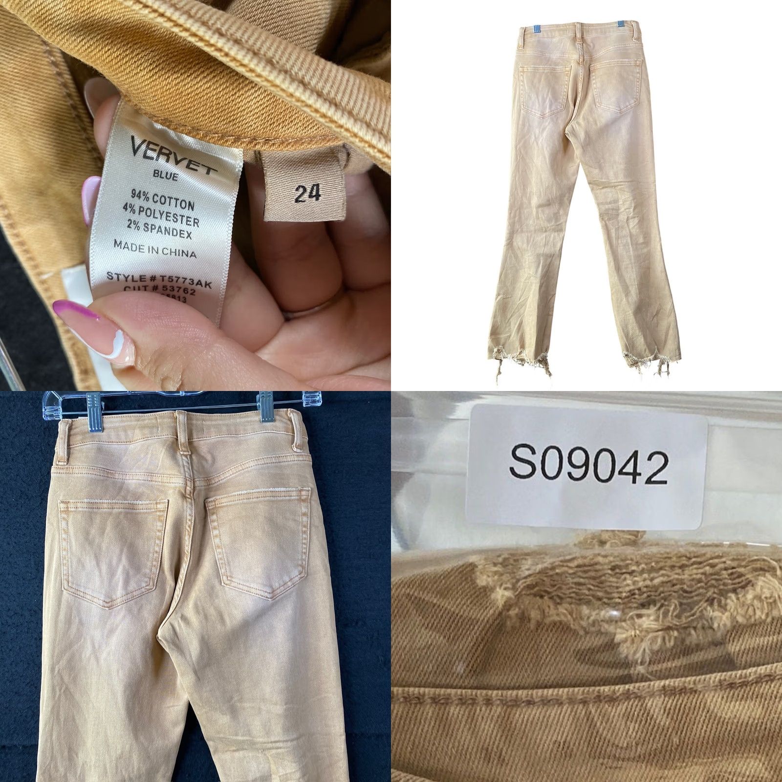 MOTHER Vervet Womens Jeans Army Khaki Vintage High Rise Crop Flare Stretch 24 Size 42" / US 20 - 8 Thumbnail