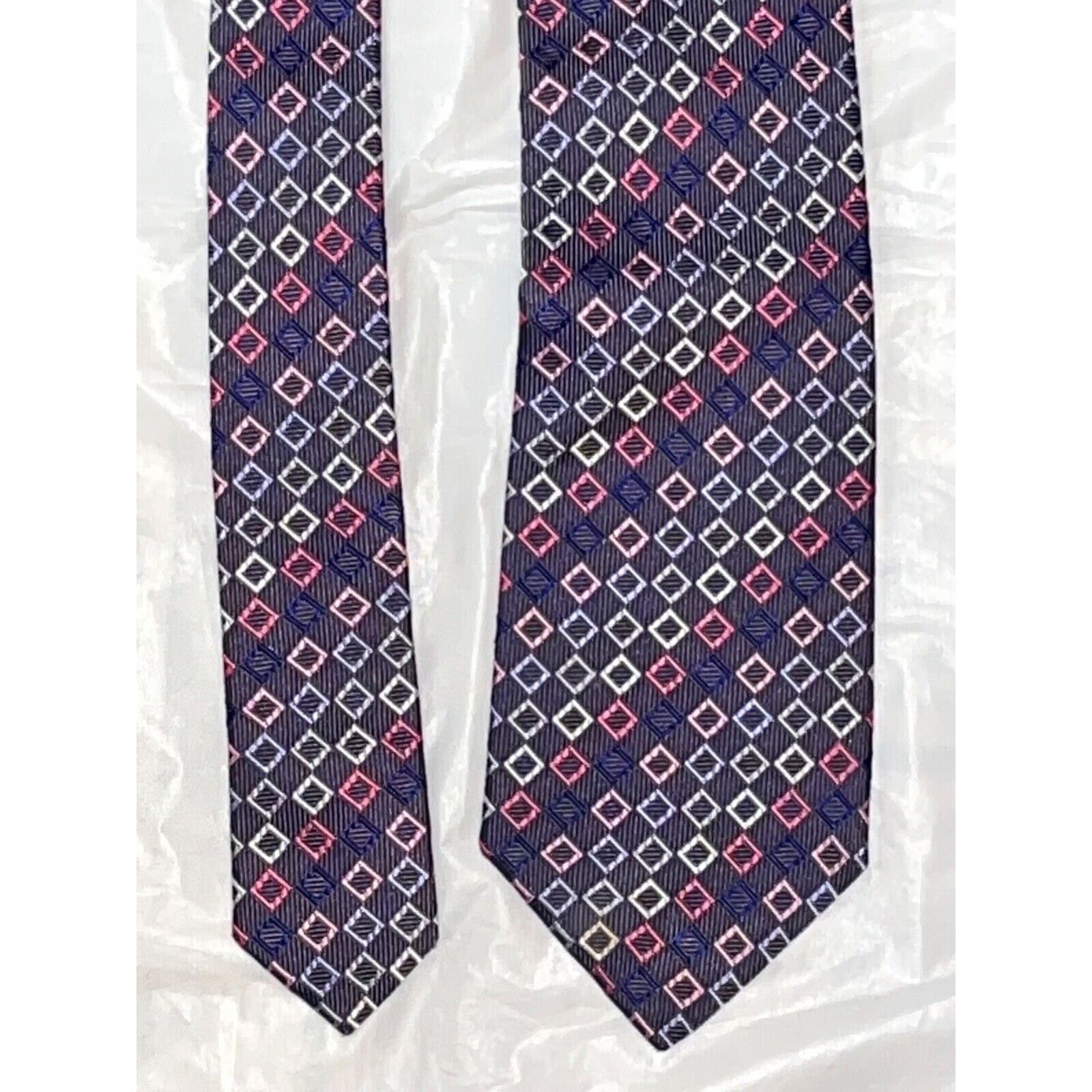 Hilditch & Key Hilditch & Key All Silk Tie ~ Purple & Pink Squares Size ONE SIZE - 2 Thumbnail