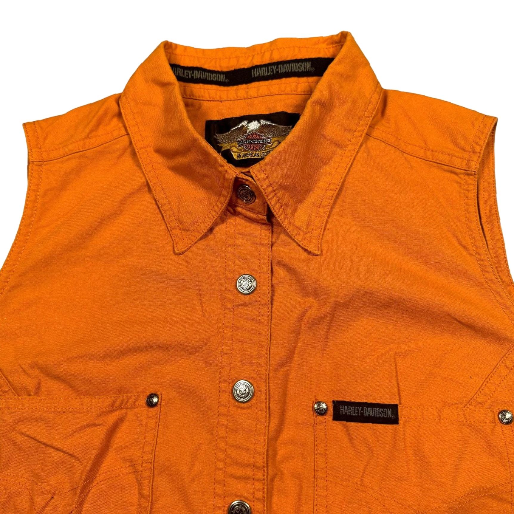 Harley Davidson VINTAGE Harley Davidson Button-Up Vest Orange Black Embroidered Biker Mens M Size US M / EU 48-50 / 2 - 4 Thumbnail