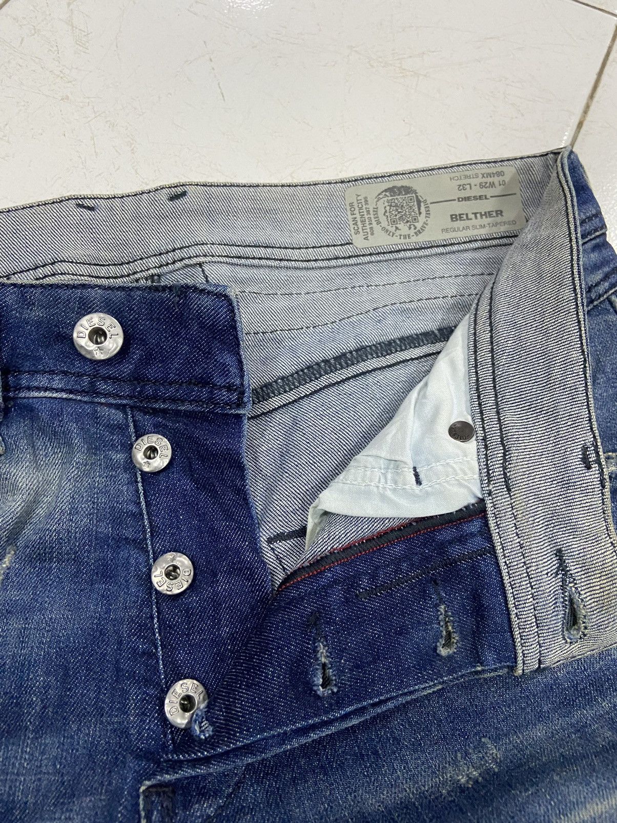 Diesel DIESEL INDUSTRY BELTHER REGULAR DISTRESSED SLIM JEANS Size US 30 / EU 46 - 7 Thumbnail