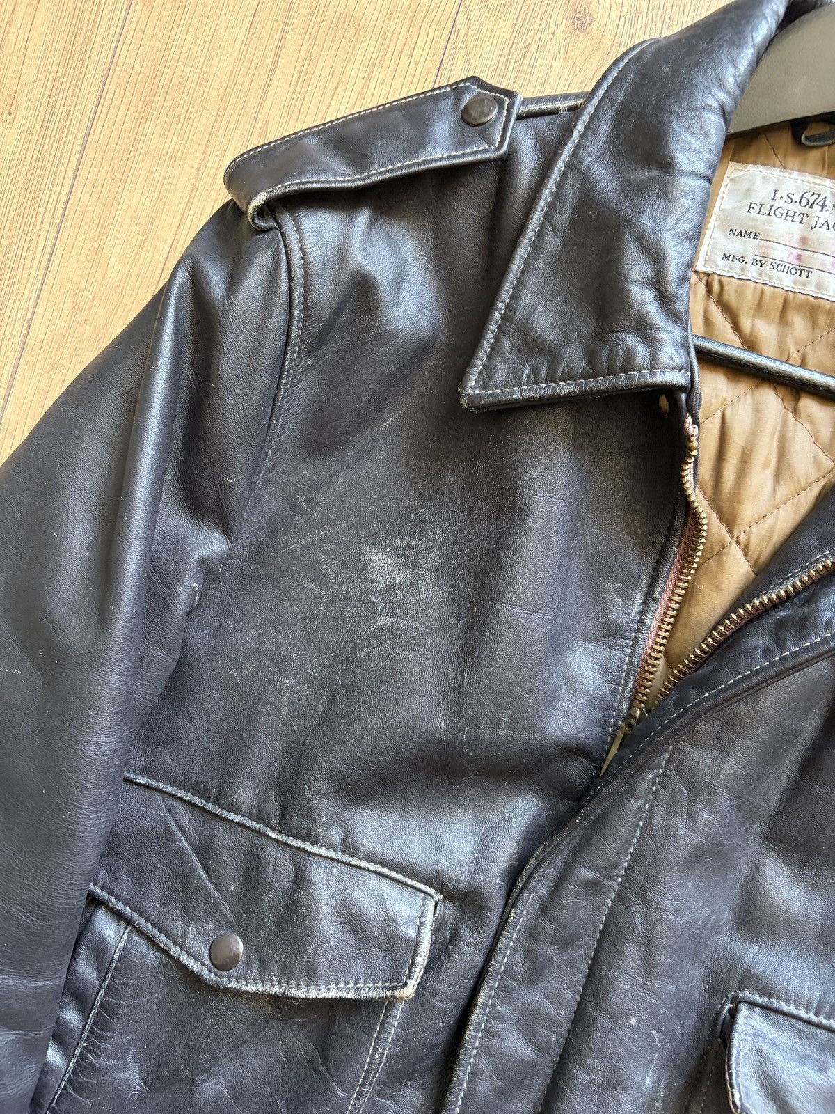Schott 🇺🇸Schott USA is 674 ms Flight Leather Bomber Jacket Size US L / EU 52-54 / 3 - 6 Thumbnail
