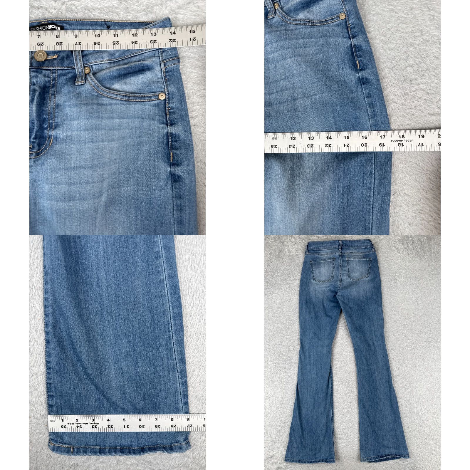 Fashion Nova Fashion Nova Jeans Juniors 7 Blue Denim Distressed Flared Cotton Blend 28x33 Size 28" / US 6 / IT 42 - 9 Thumbnail