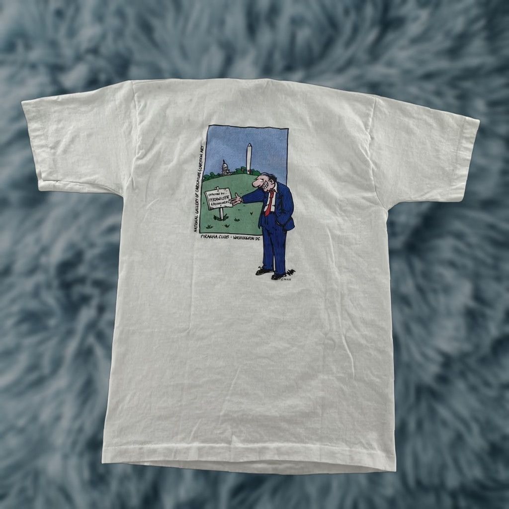 Fruit Of The Loom VINTAGE 90s Piranha Club Political Comedy Graphic Tee Adult Large White Tint Mens Size US L / EU 52-54 / 3 - 1 Thumbnail