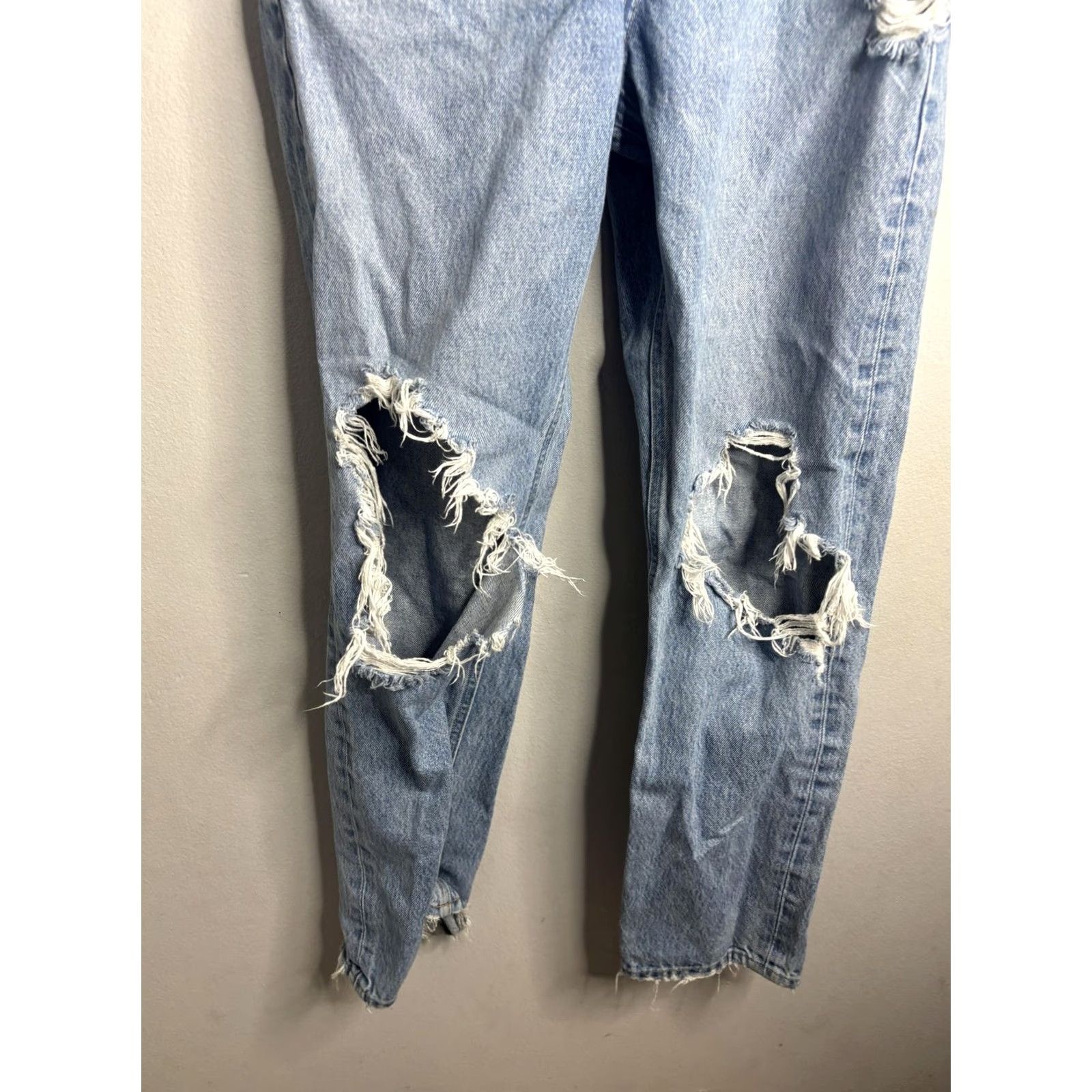 Agolde AGOLDE Jeans Womens 27 Distressed High Rise Relaxed Fit Cropped Denim Ripped Jeans Size 29" - 2 Thumbnail