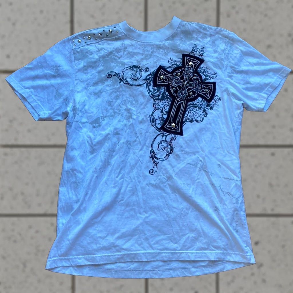 Affliction × Raw State × Vintage Vintage Y2K Raw State Cross Tee
