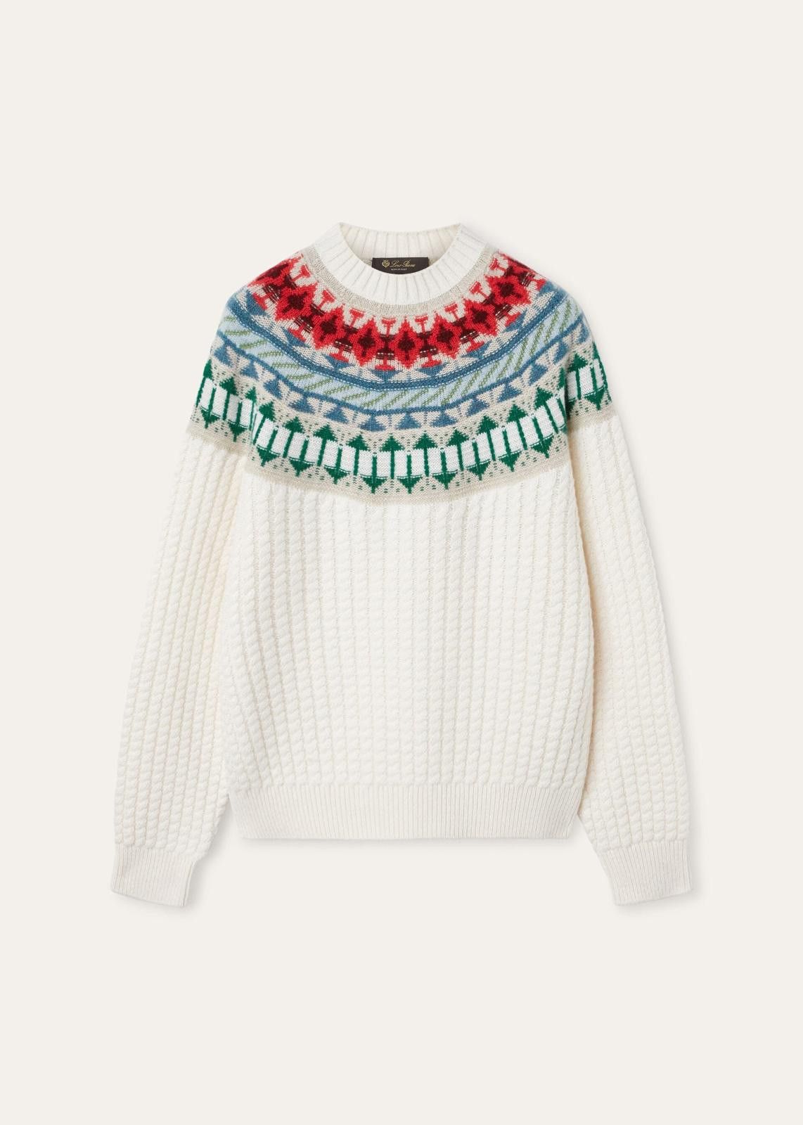 Loro Piana o1srvl11e0125 Noel Holiday Crewneck Sweater in Multicolor Size L / US 10 / IT 46 - 1 Thumbnail