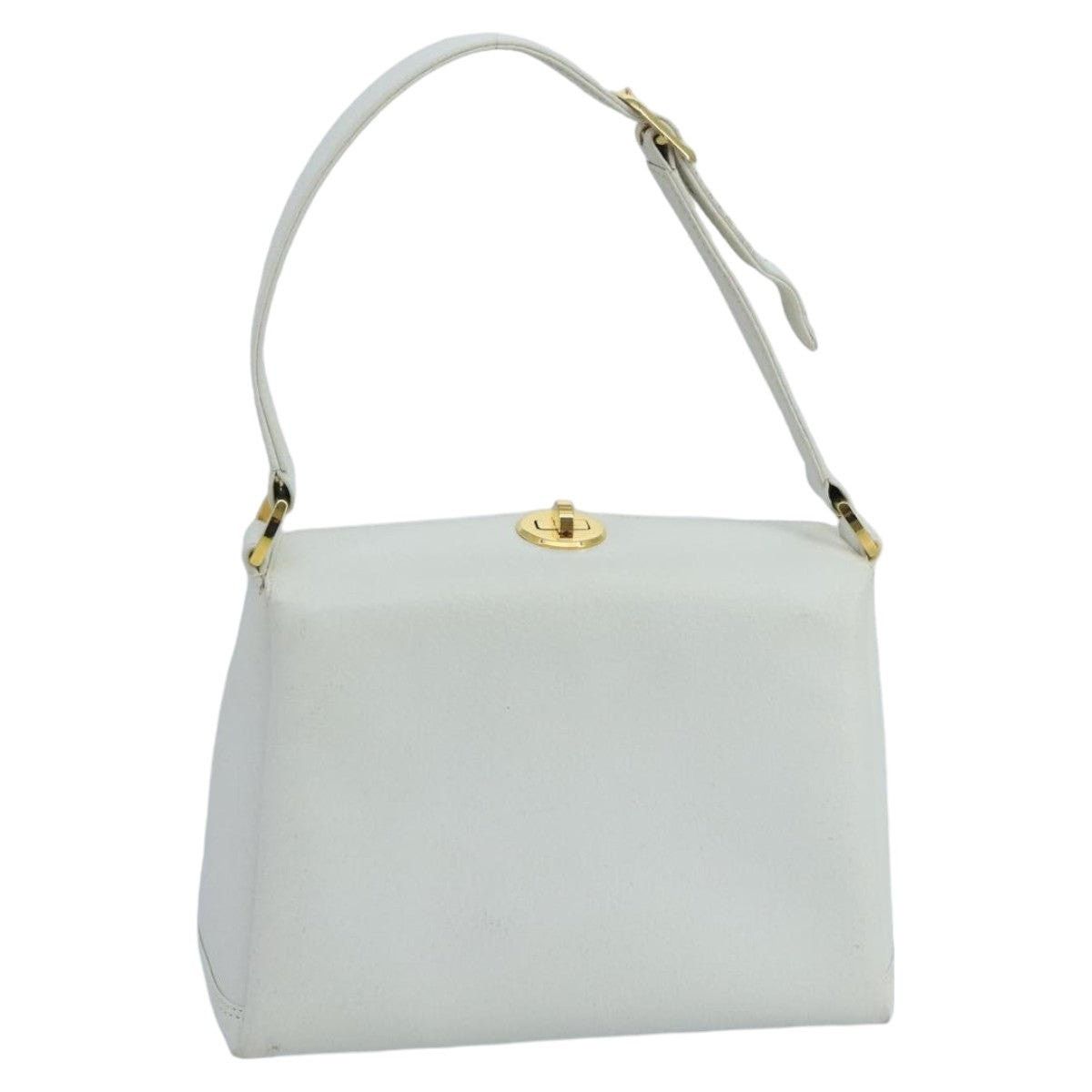 GUCCI Hand Bag Leather White Gold