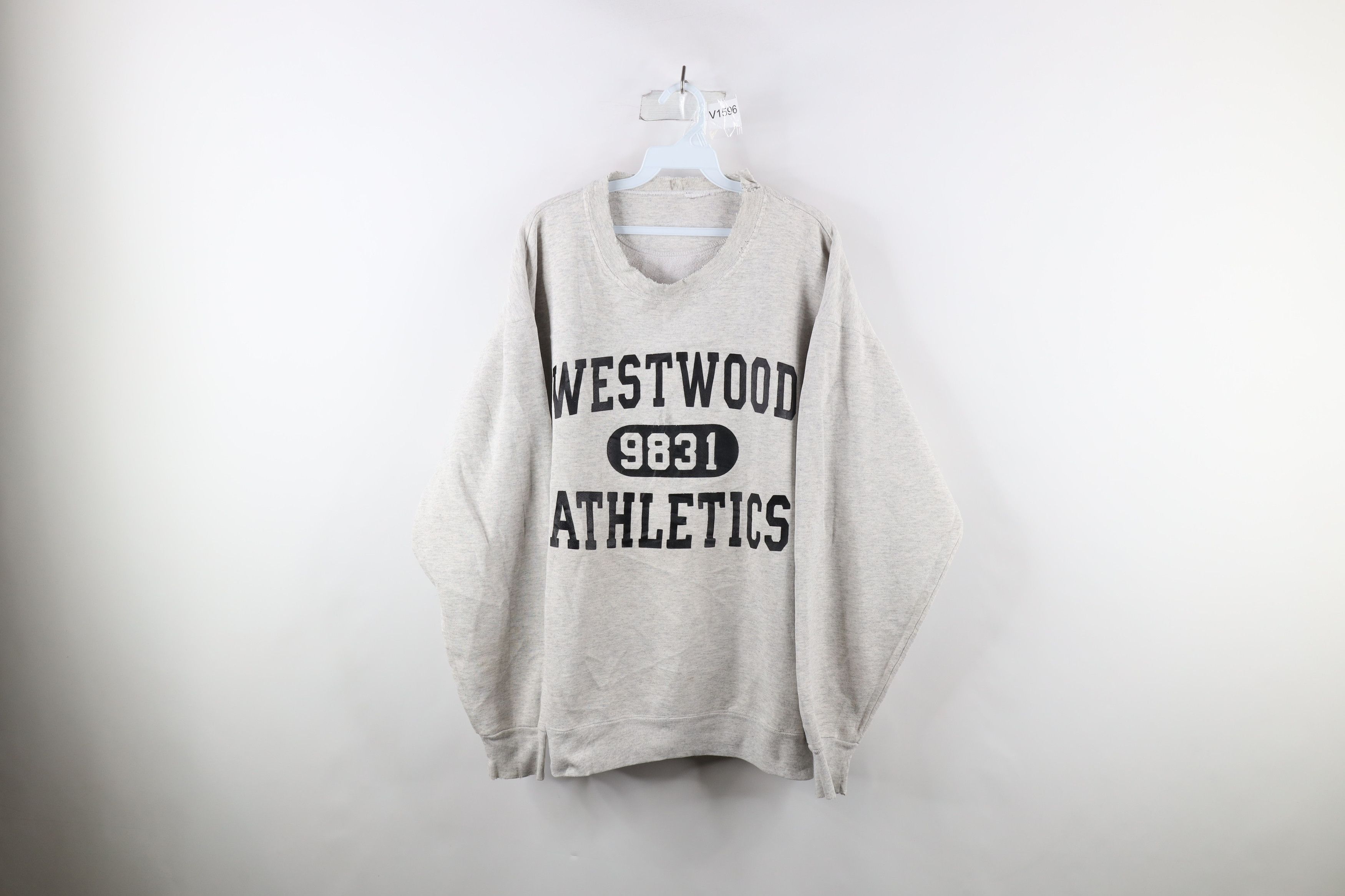 image of Vintage 90's Spell Out Westwood Athletics Sweatshirt Gray Usa in Grey, Men's (Size 2XL)