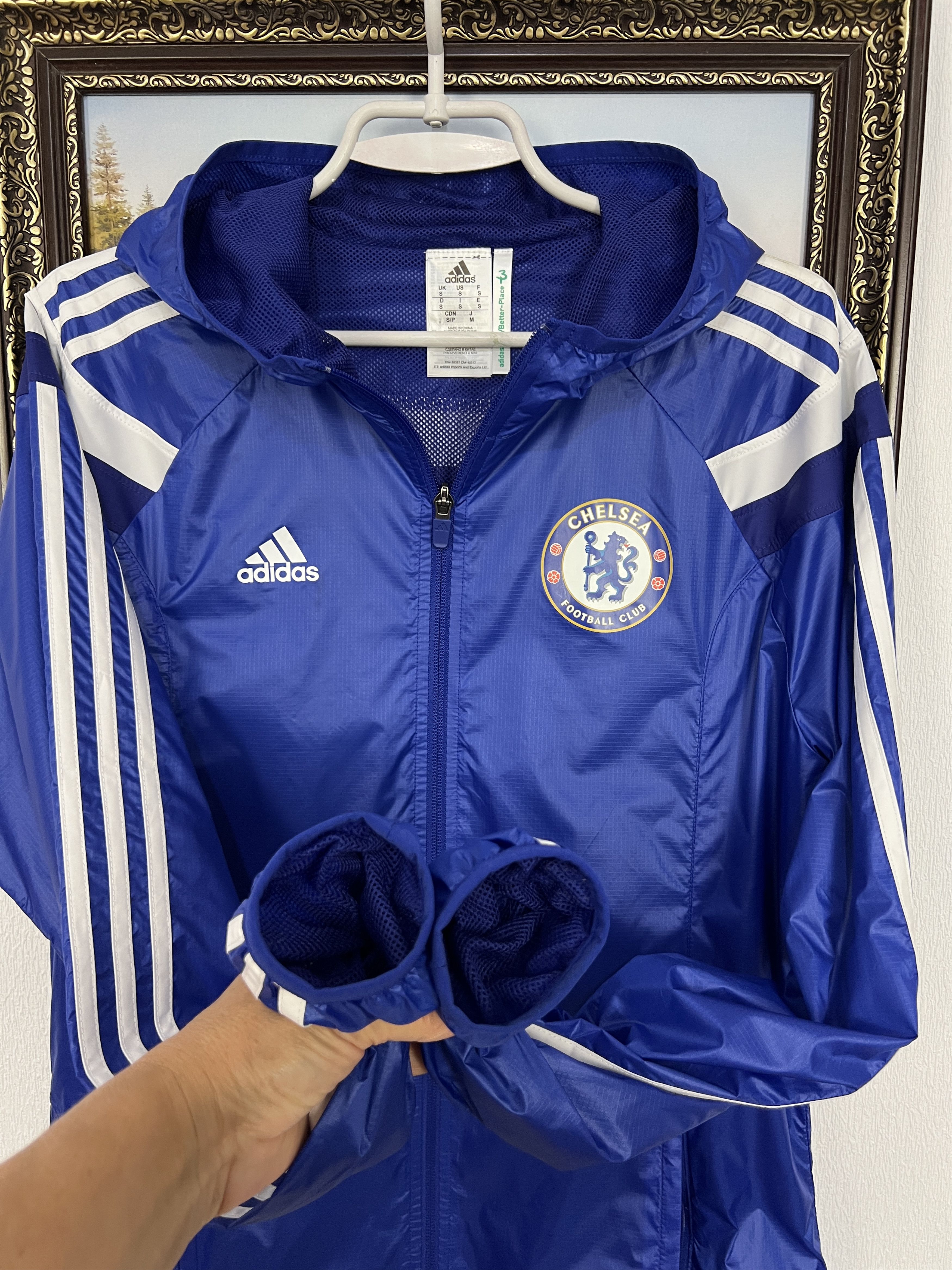 Adidas Vintage Adidas Chelsea Nylon Football Jacket Hooded Size US S / EU 44-46 / 1 - 6 Thumbnail