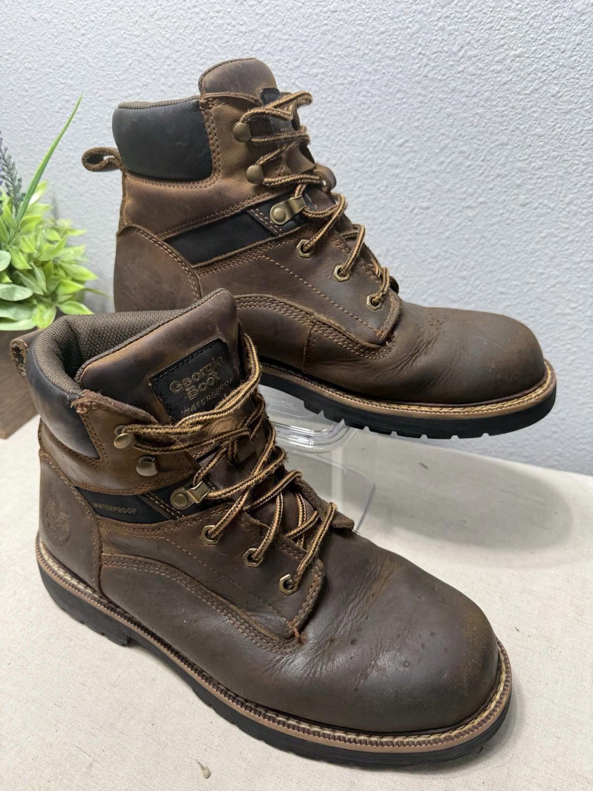 Designer Georgia Waterproof 6”Leather Work Boots Size 9.5M Lace Up Size US 9.5 / EU 42-43 - 1 Thumbnail