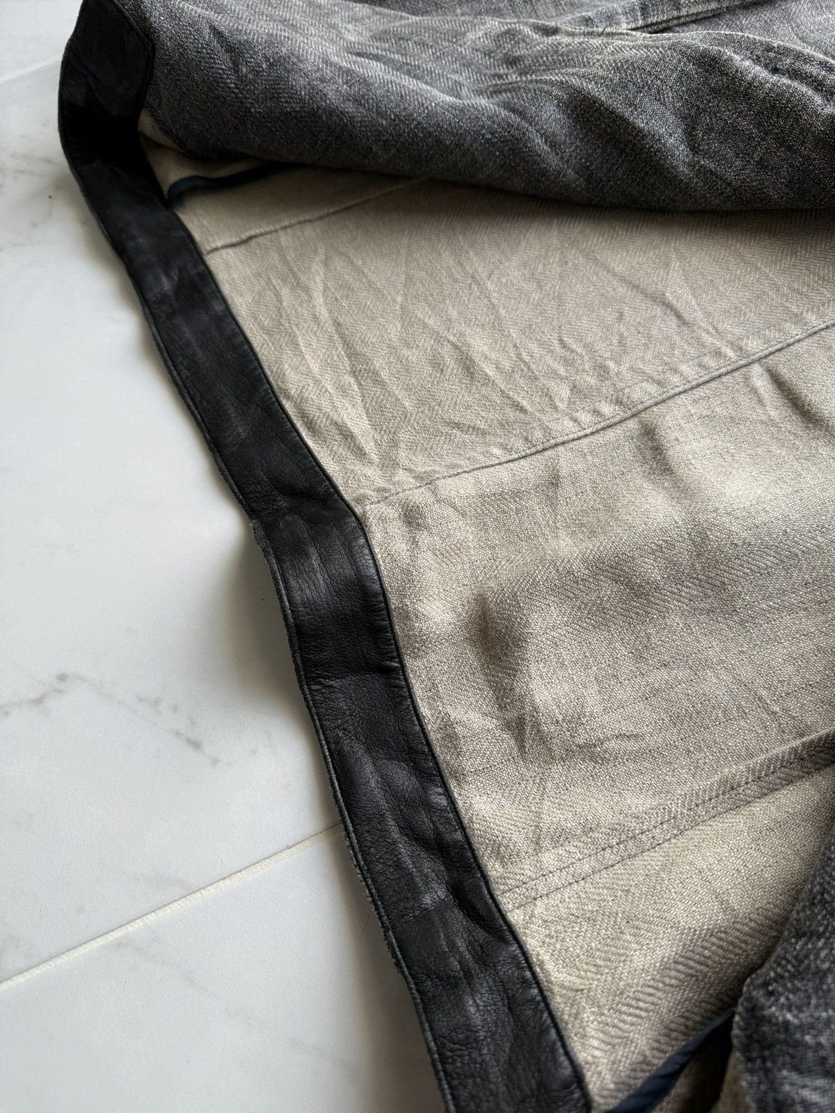 Yohji Yamamoto 90s AAR YOHJI YAMAMOTO Herringbone Twill Leather Finishing Size US M / EU 48-50 / 2 - 17 Thumbnail