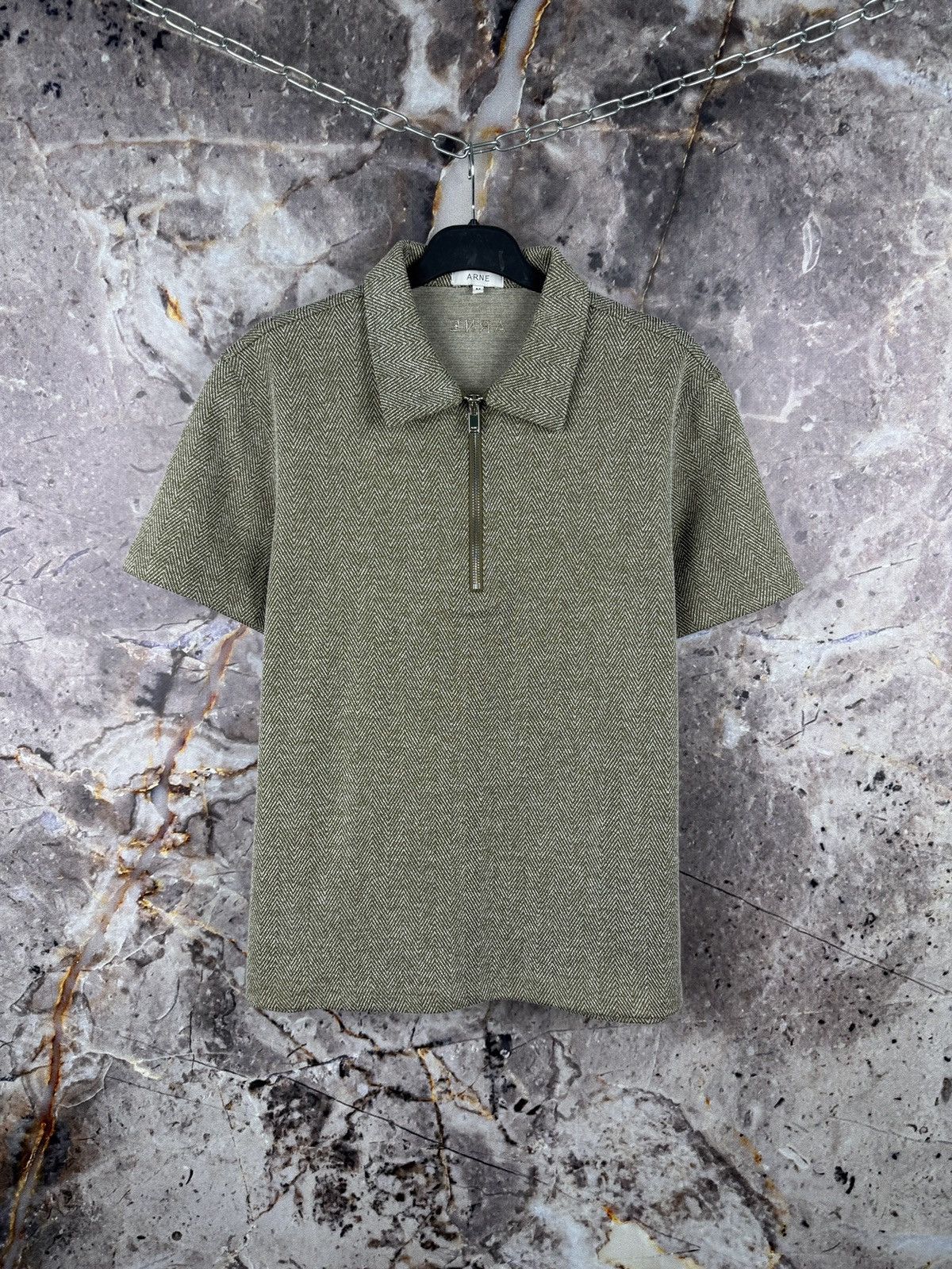 Other ARNE Herringbone Textured Zip Polo Shirt Short Sleeve Size US M / EU 48-50 / 2 - 1 Thumbnail