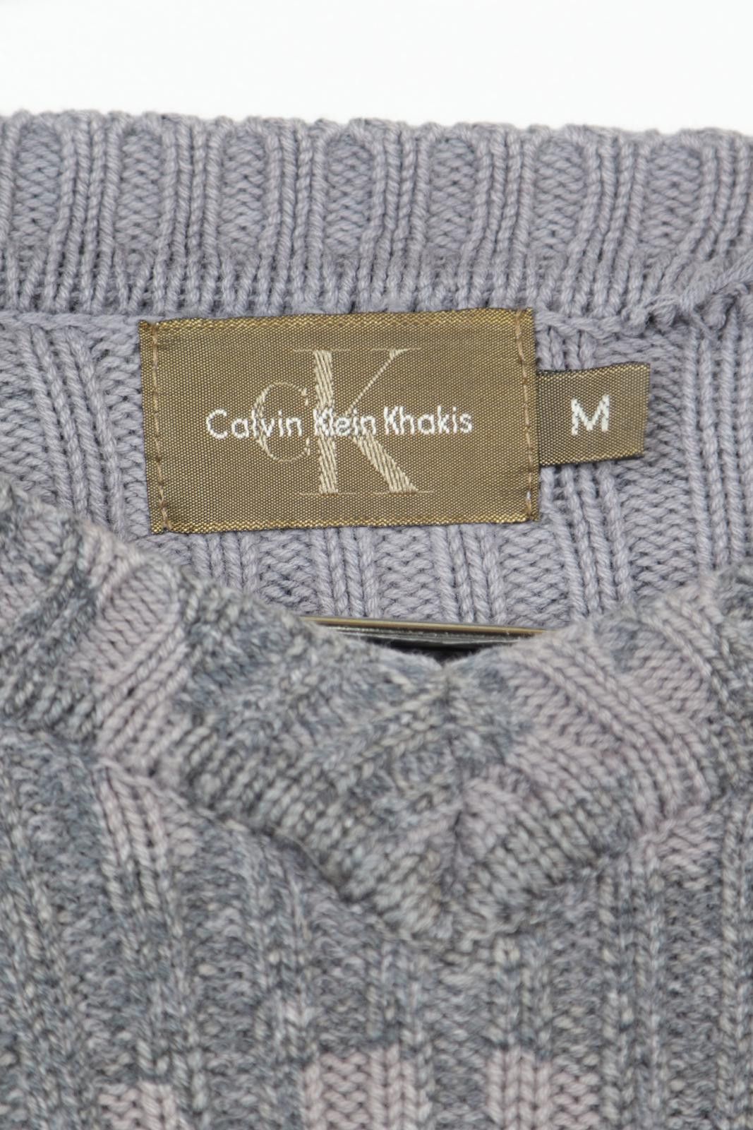 Calvin Klein 00's Calvin Klein Khakis AOP Text Ribbed Sweater Size ONE SIZE - 6 Thumbnail