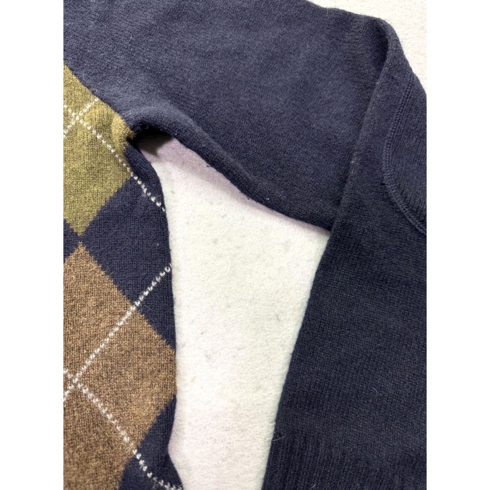 J.Crew J Crew Mens Medium Navy Argyle Lambswool Quarter Zip Pullover Sweater Size US M / EU 48-50 / 2 - 6 Thumbnail