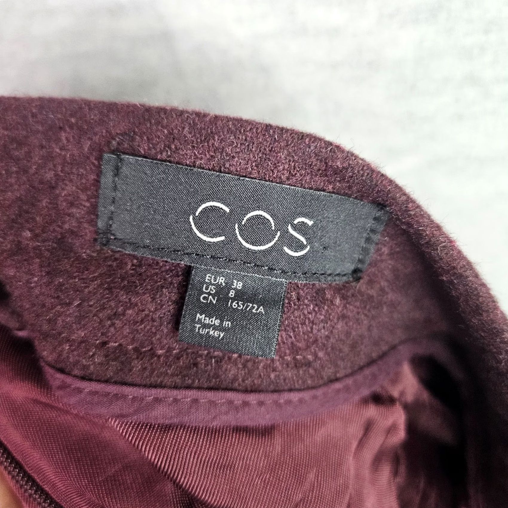 Cos COS Skirt Women’s Burgundy Red Wool Polyester Blend Knee Length A-Line Button Closure 8 Mens? Size 30" / US 8 / IT 44 - 4 Thumbnail