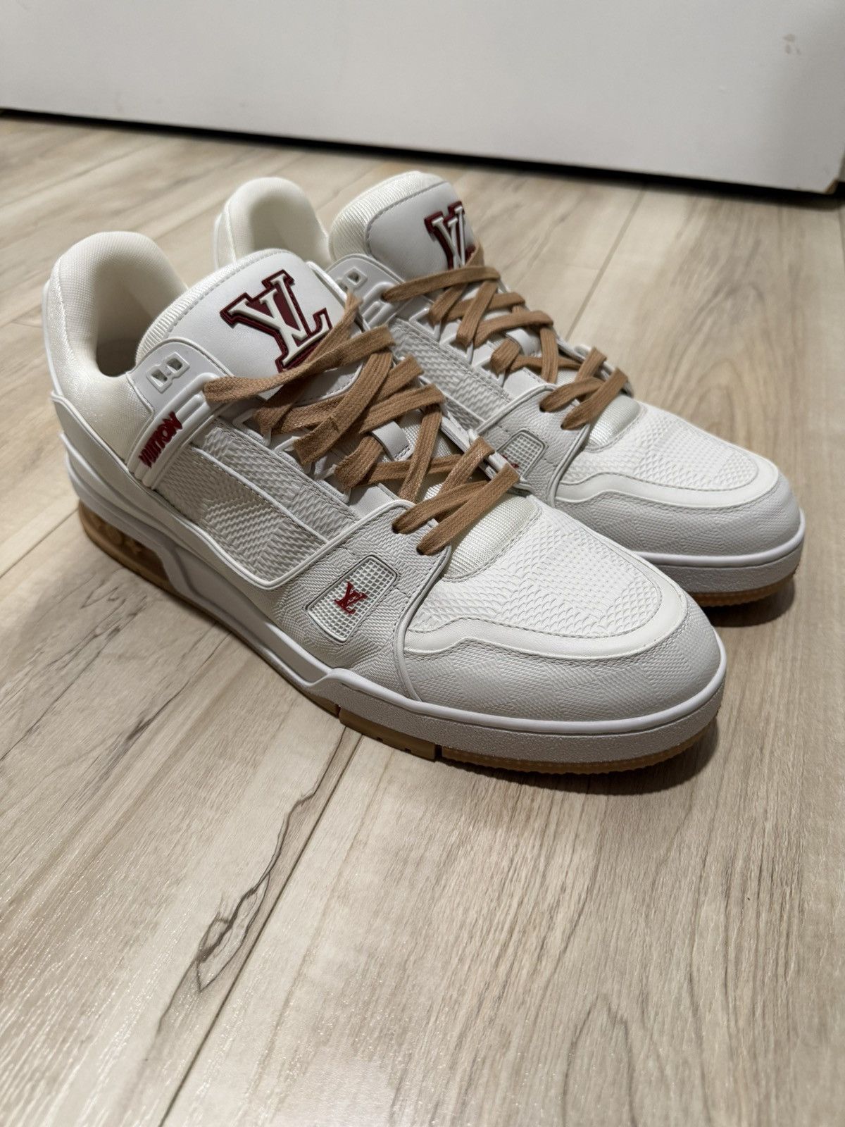 Louis Vuitton LV Trainer Sz 11 UK -White/Red/Gum Sole