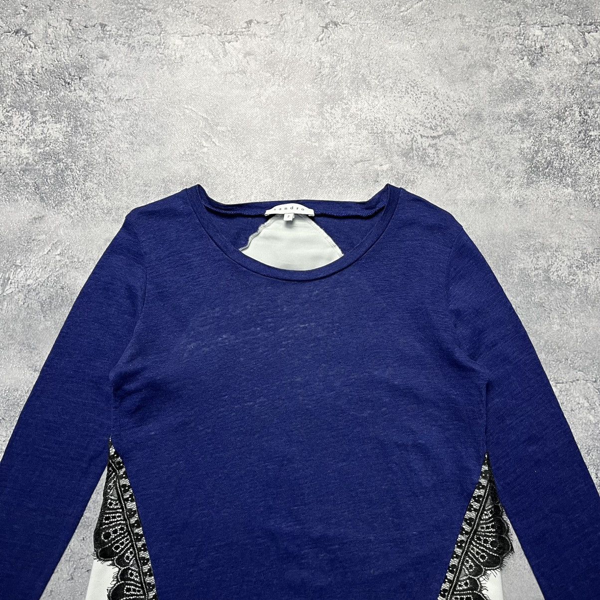 Sandro Sandro Paris Lace Blouse Longsleeve Streetwear Designer Size M / US 6-8 / IT 42-44 - 2 Thumbnail