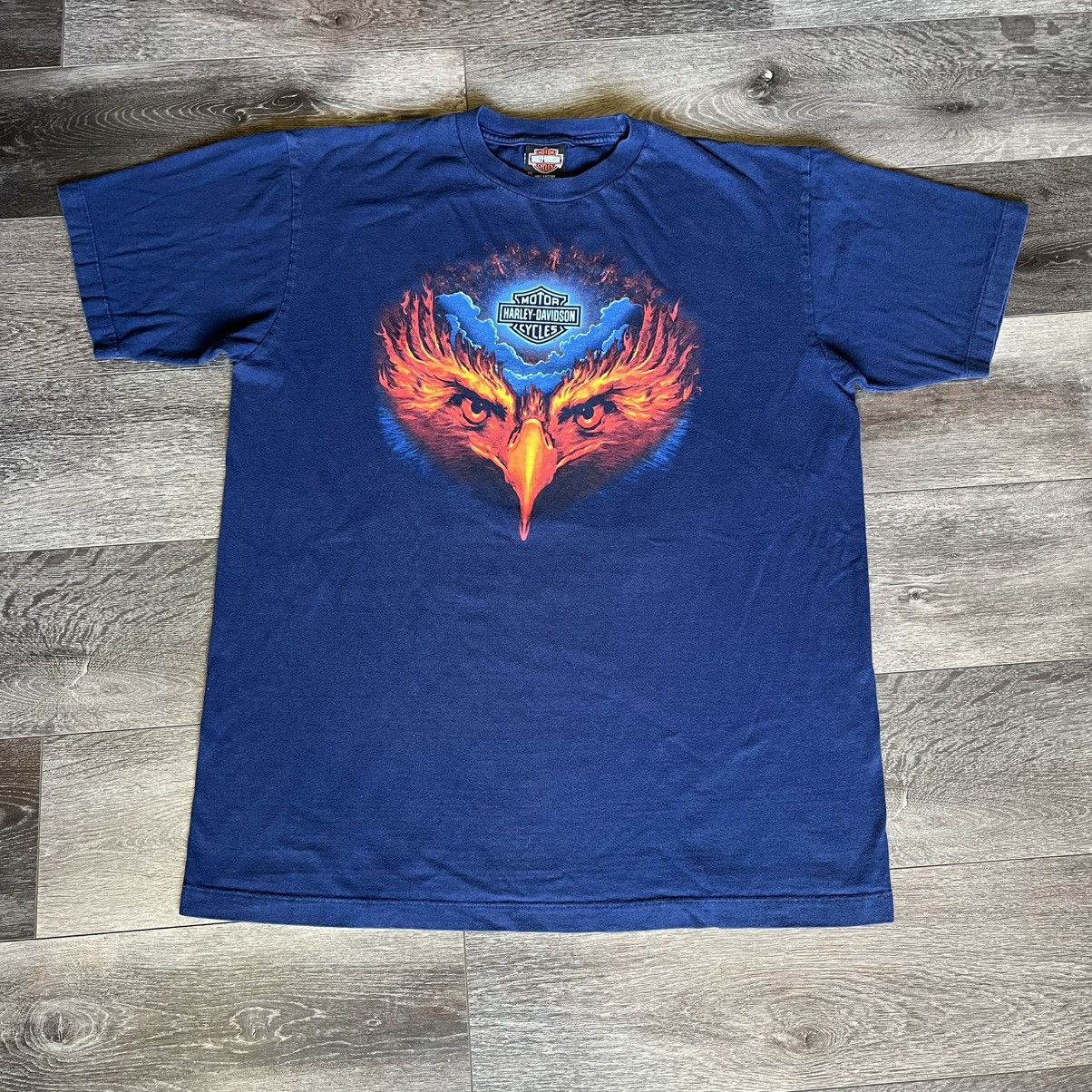 Harley Davidson Vintage 2007 Harley Davidson Flame Bald Eagle Logo Tee Shirt Size US XL / EU 56 / 4 - 1 Thumbnail