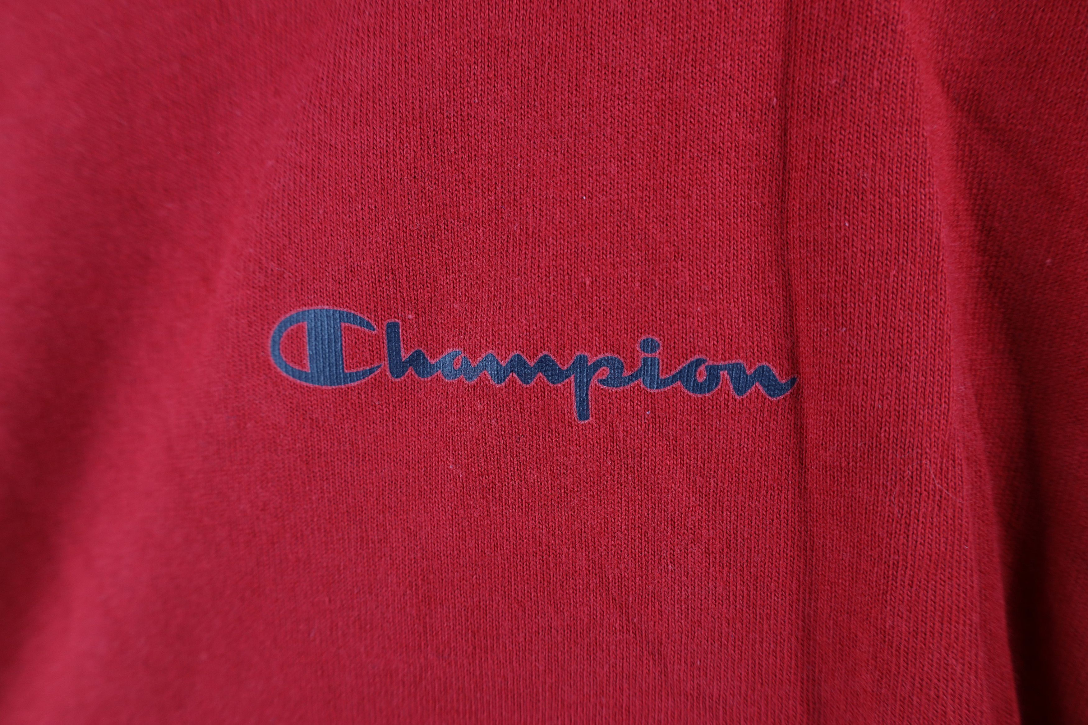 Champion × Vintage Vintage 90s Champion Faded Spell Out Jersey Knit T-Shirt Red Size US L / EU 52-54 / 3 - 5 Thumbnail