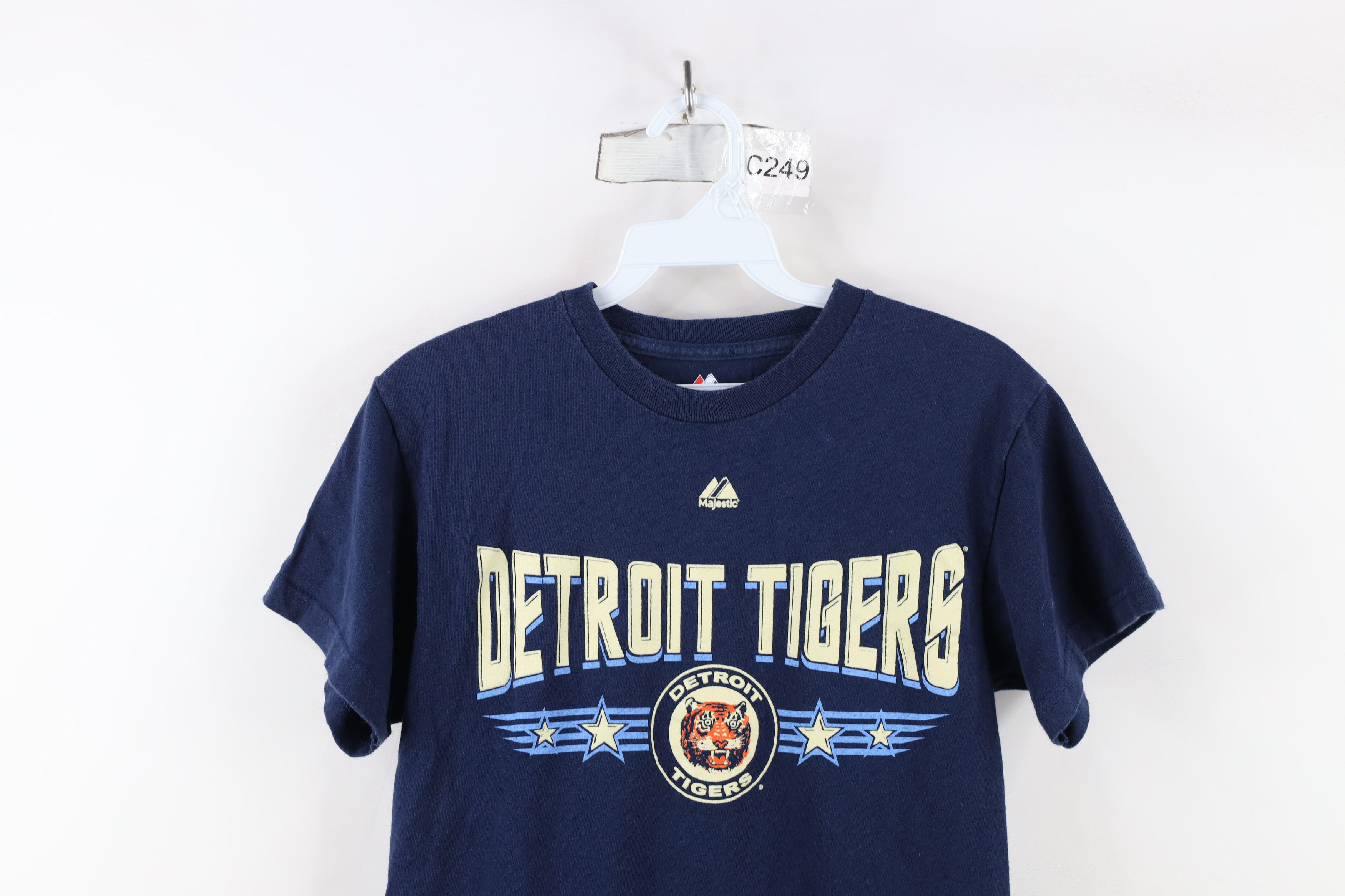 Majestic × Vintage Retro Majestic Spell Detroit Tigers Baseball T-Shirt Blue Size US XS / EU 42 / 0 - 2 Thumbnail