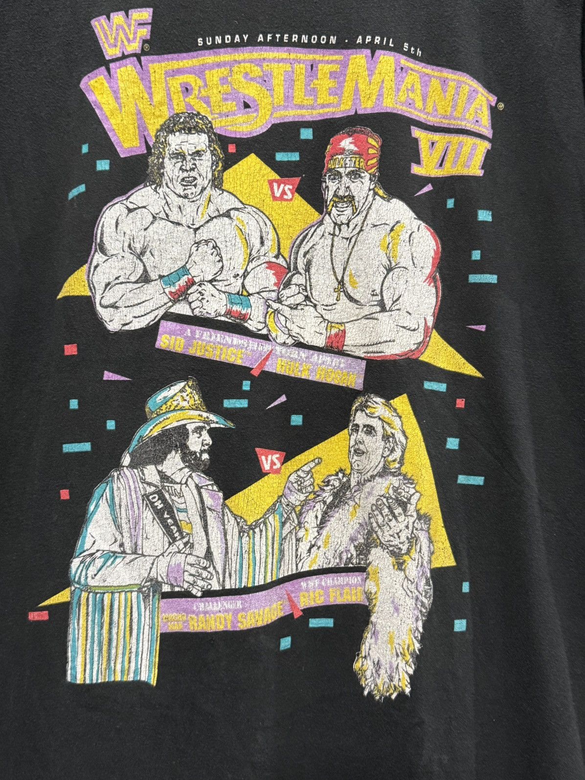 Vintage 90s Wrestle Mania Ric Flair Randy Savage Hulk Hogan Faded Size US XL / EU 56 / 4 - 2 Thumbnail