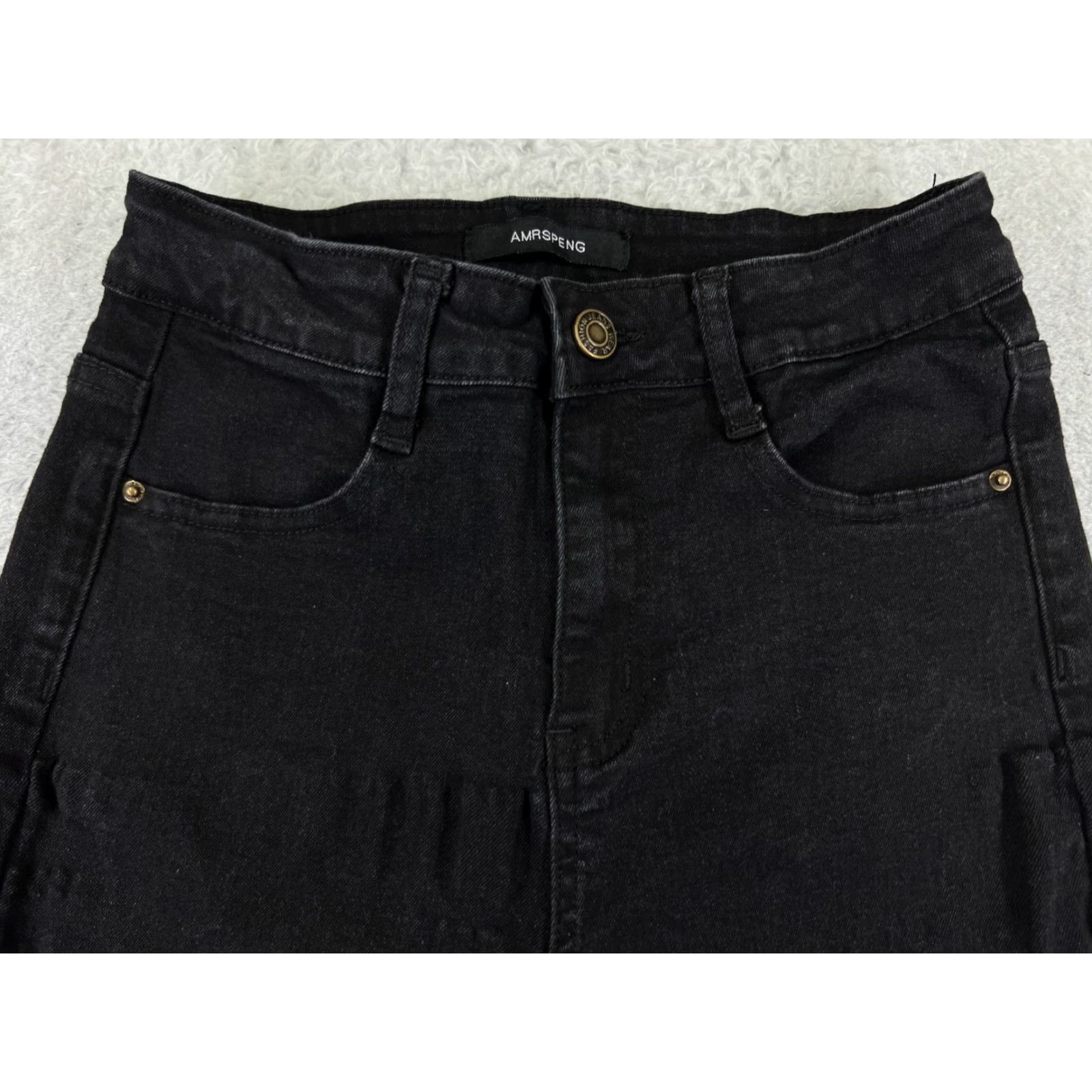 Vintage AMRSPENG Jeans Women 4 Black Flared Mid AMRSPENG 23x28 Denim Distressed Stretch 5-Pocket Regular Vintage No Size 27" / US 4 / IT 40 - 4 Thumbnail