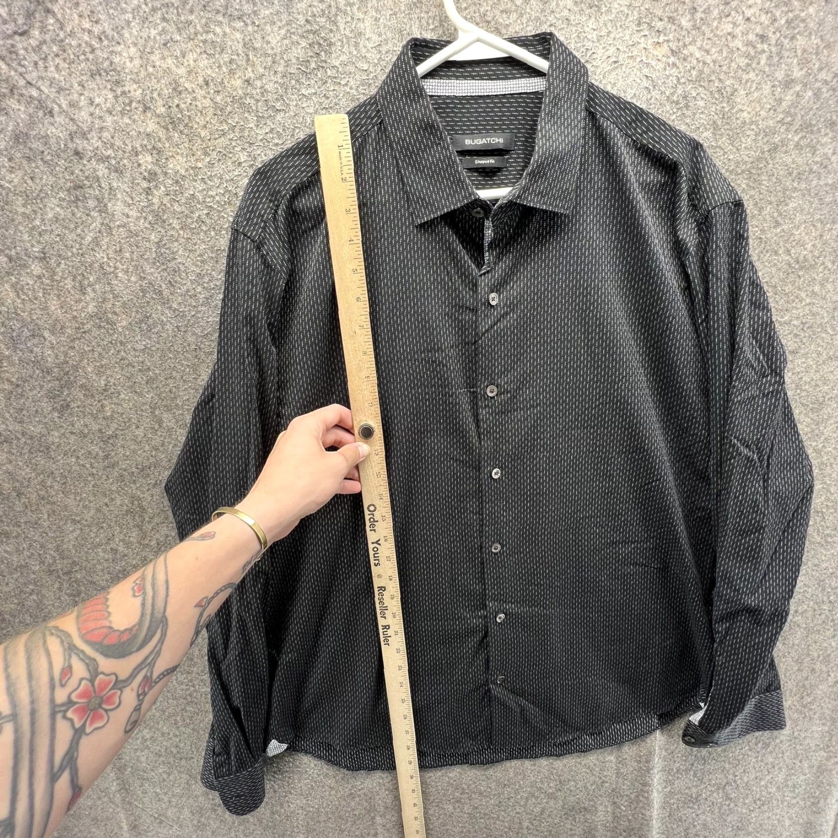 BUGATCHI Bugatchi Shirt Mens XL Black Geometric Long Sleeve Button Front Slim Casual Size US XL / EU 56 / 4 - 6 Thumbnail