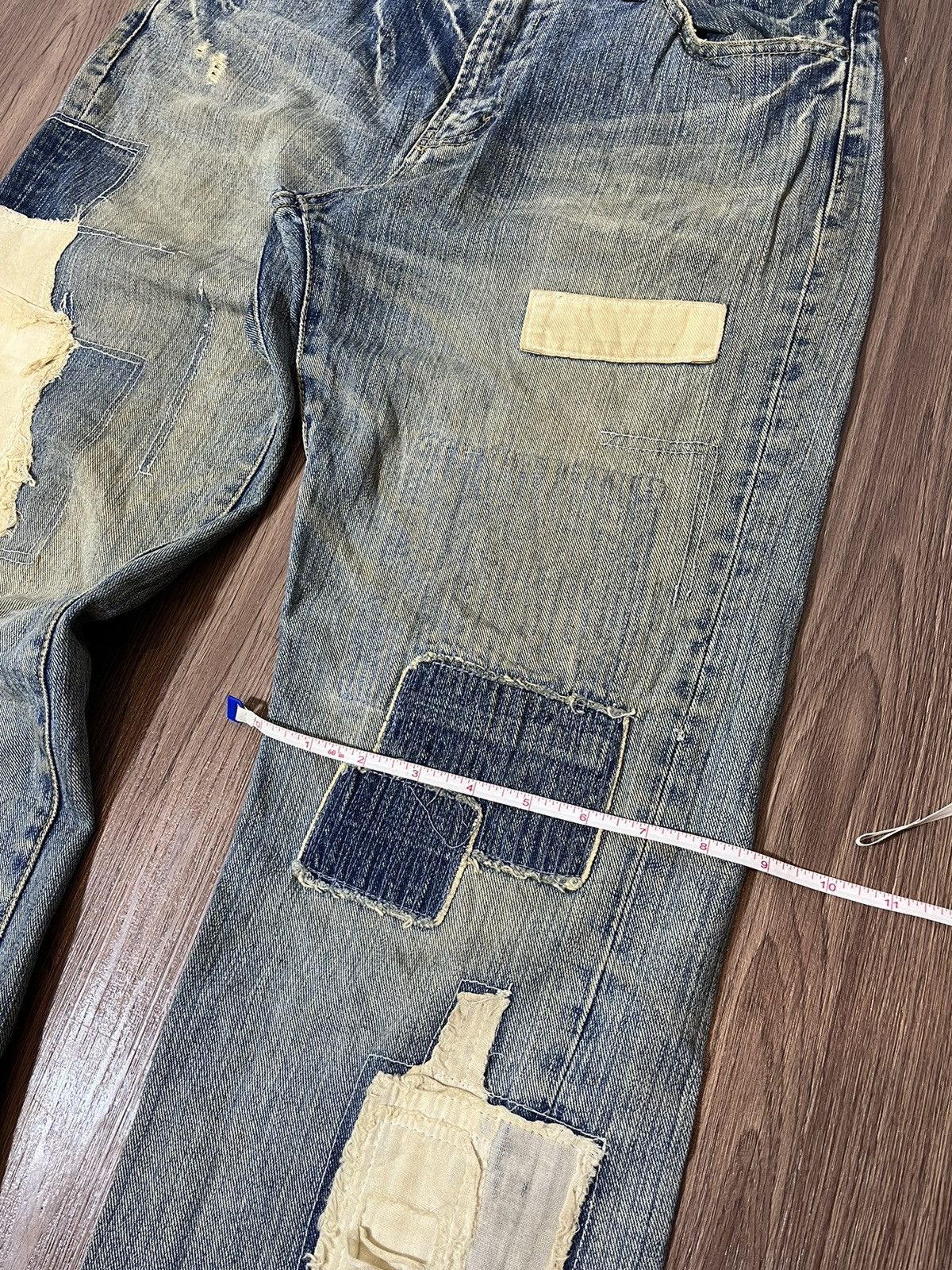 Japanese Brand Exhibitionist Japan Distressed Patchwork Jeans Size US 32 / EU 48 - 18 Thumbnail