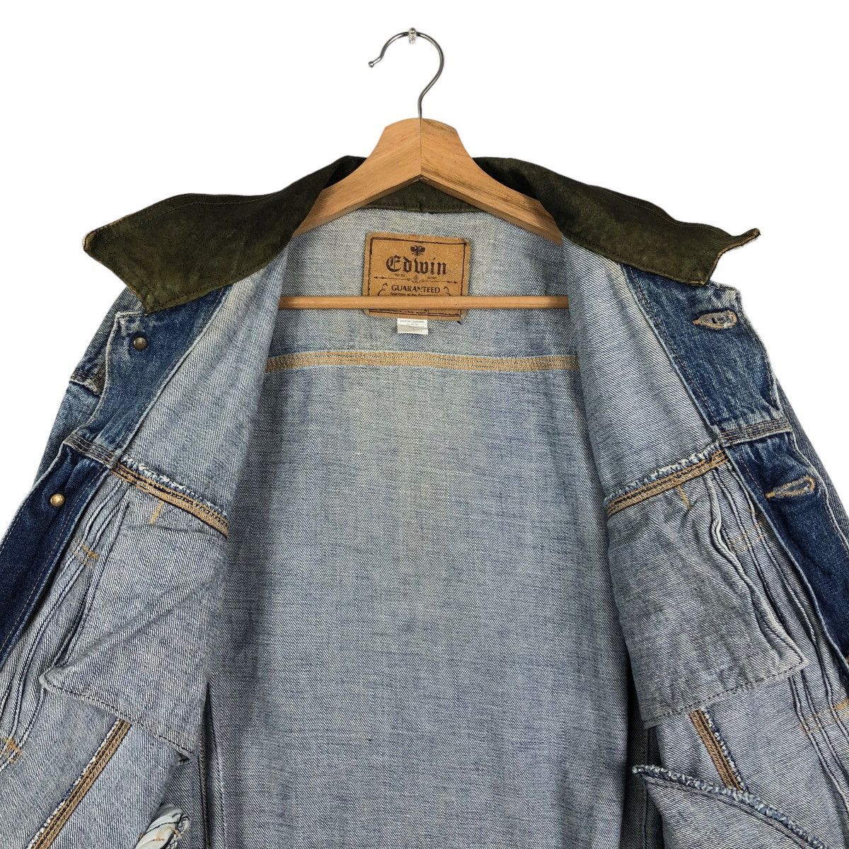 Vintage 🔥80s Vintage Edwin Denim Jacket Union Made Biker Racer Wear Size US L / EU 52-54 / 3 - 10 Thumbnail