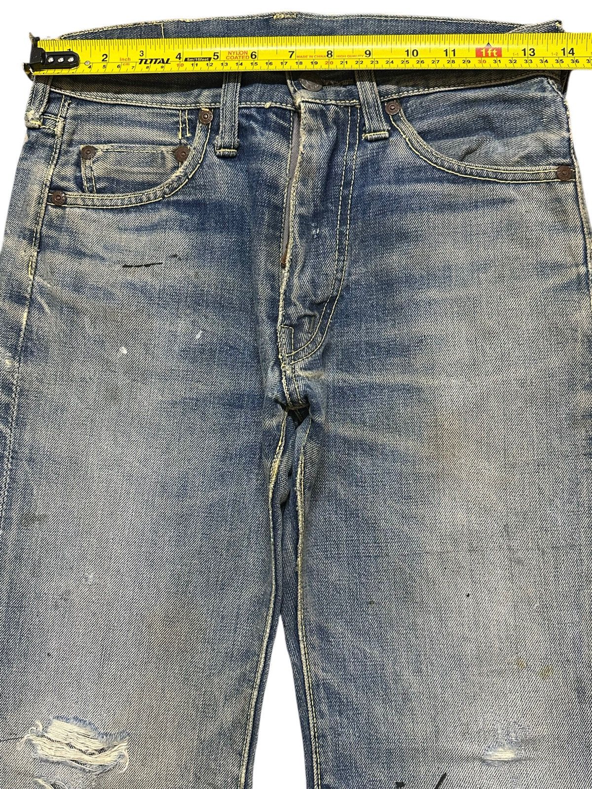 14th Addiction Crazy Vintage 70s Big Stone Mud Wash Painted Distress Flare Size US 27 - 16 Thumbnail