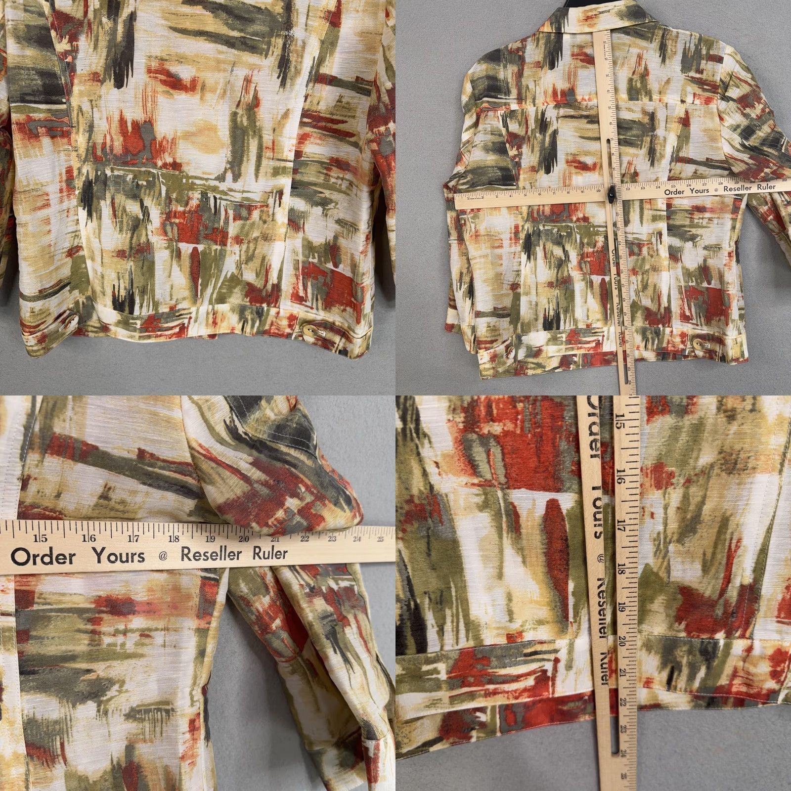 Vintage Chico'S Linen Blend Artistic Jacket Short Oversized Womens 1 Vibrant Spring Travel Size 28" / US 6 / IT 42 - 8 Thumbnail